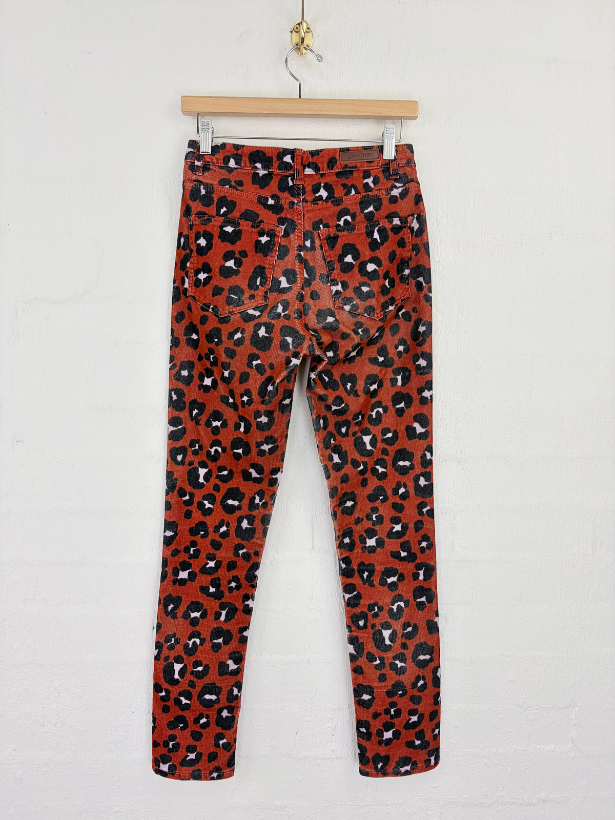 Gorman Dark Orange Leopard Print Corduroy Trousers - AU8