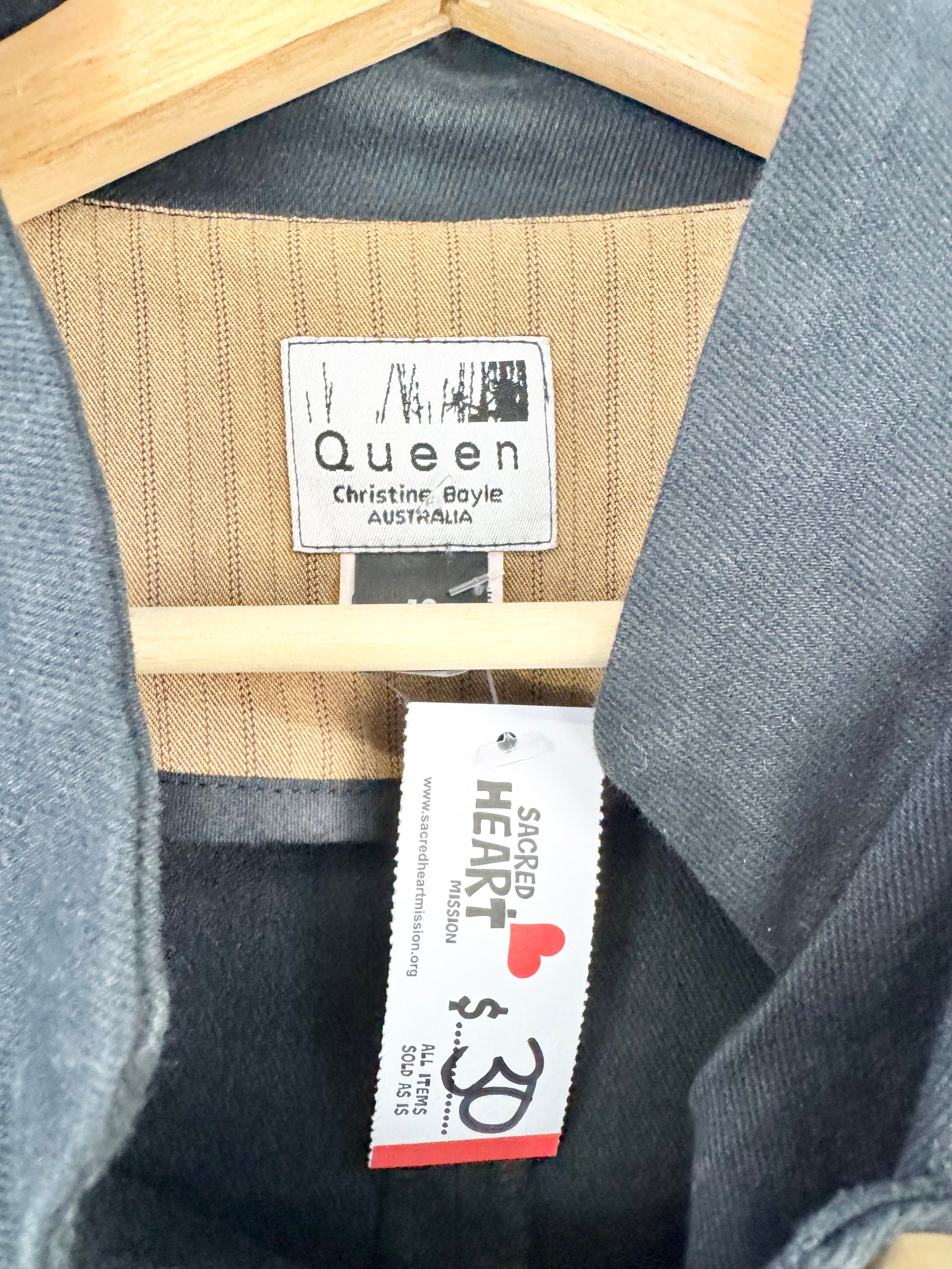 Queen by Christian Boyle Black Asymmetrically Buttoned Jacket - AU12