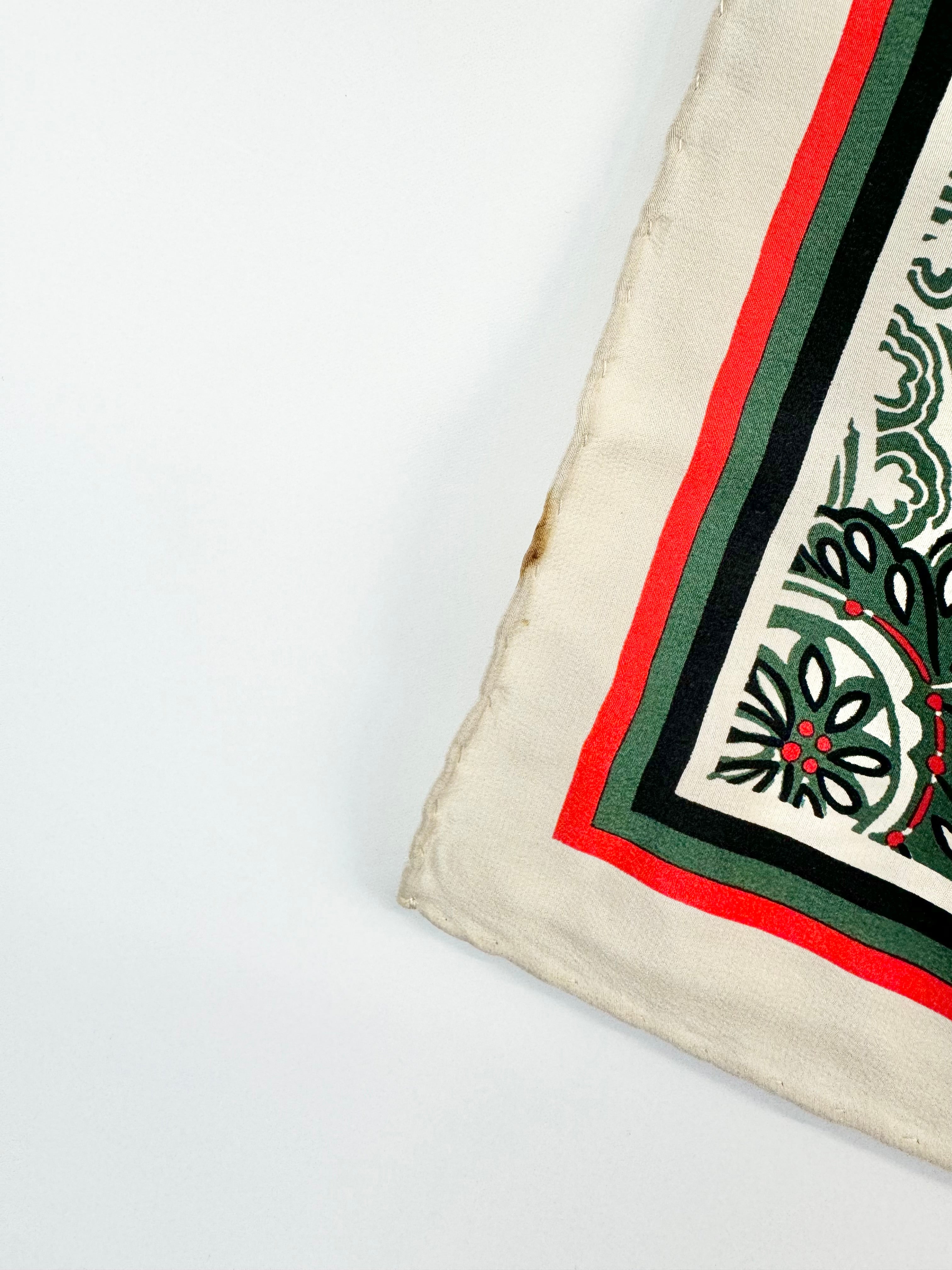 Vintage Jaeger Cream & Green Paisley Patterned Scarf