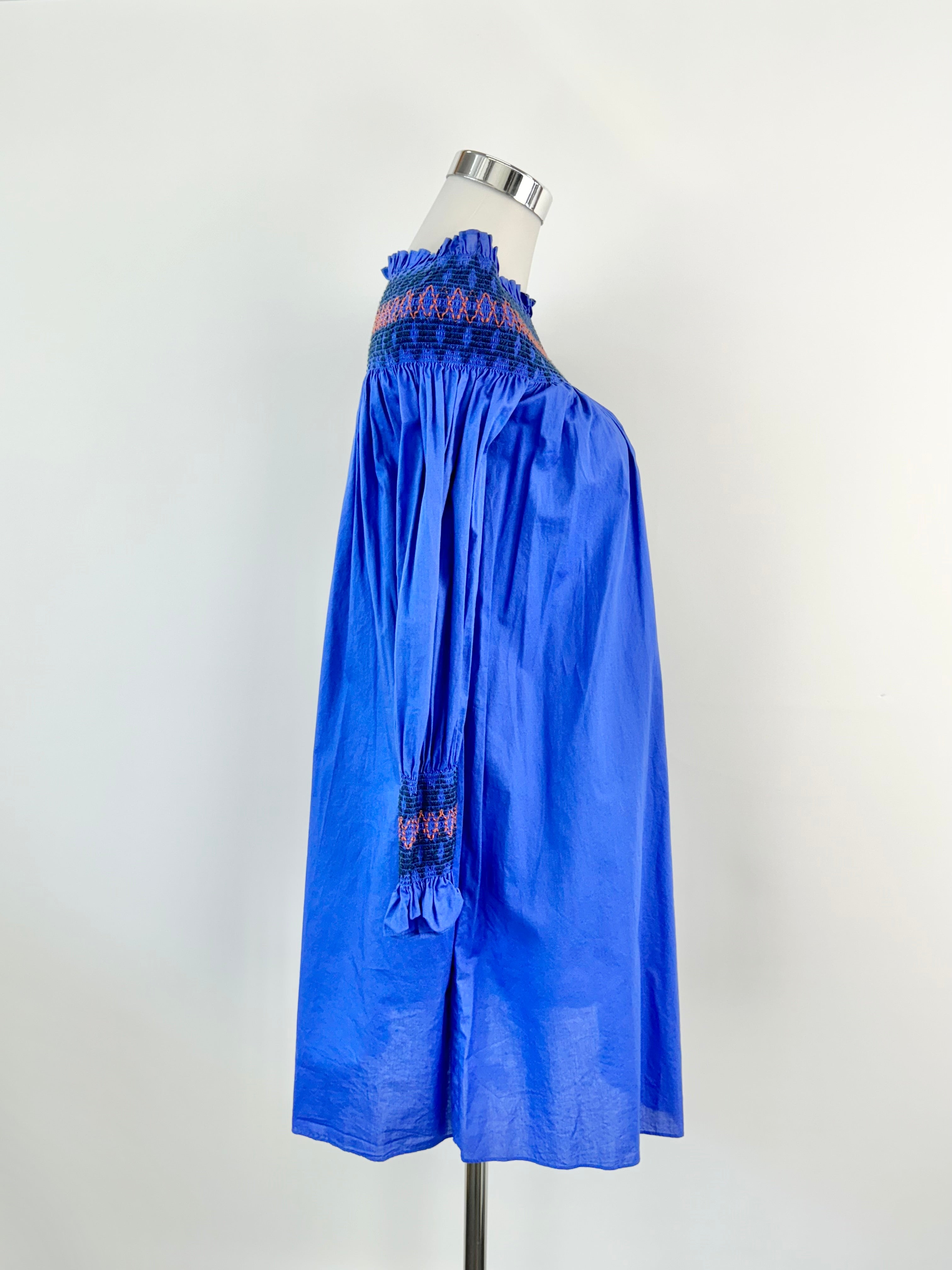 Maje Blue Off The Shoulder Shirred Mini Dress - AU8
