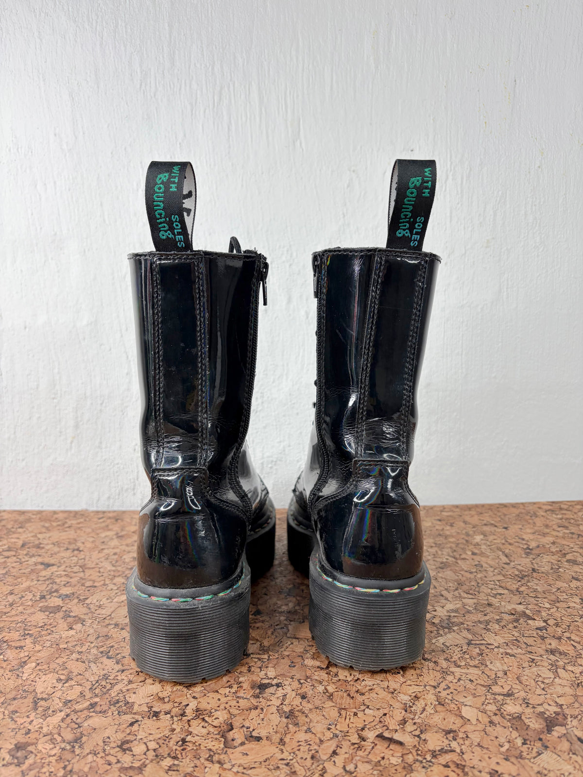 Dr. Martens Jadon Hi Rainbow Black Patent Boots - EU39