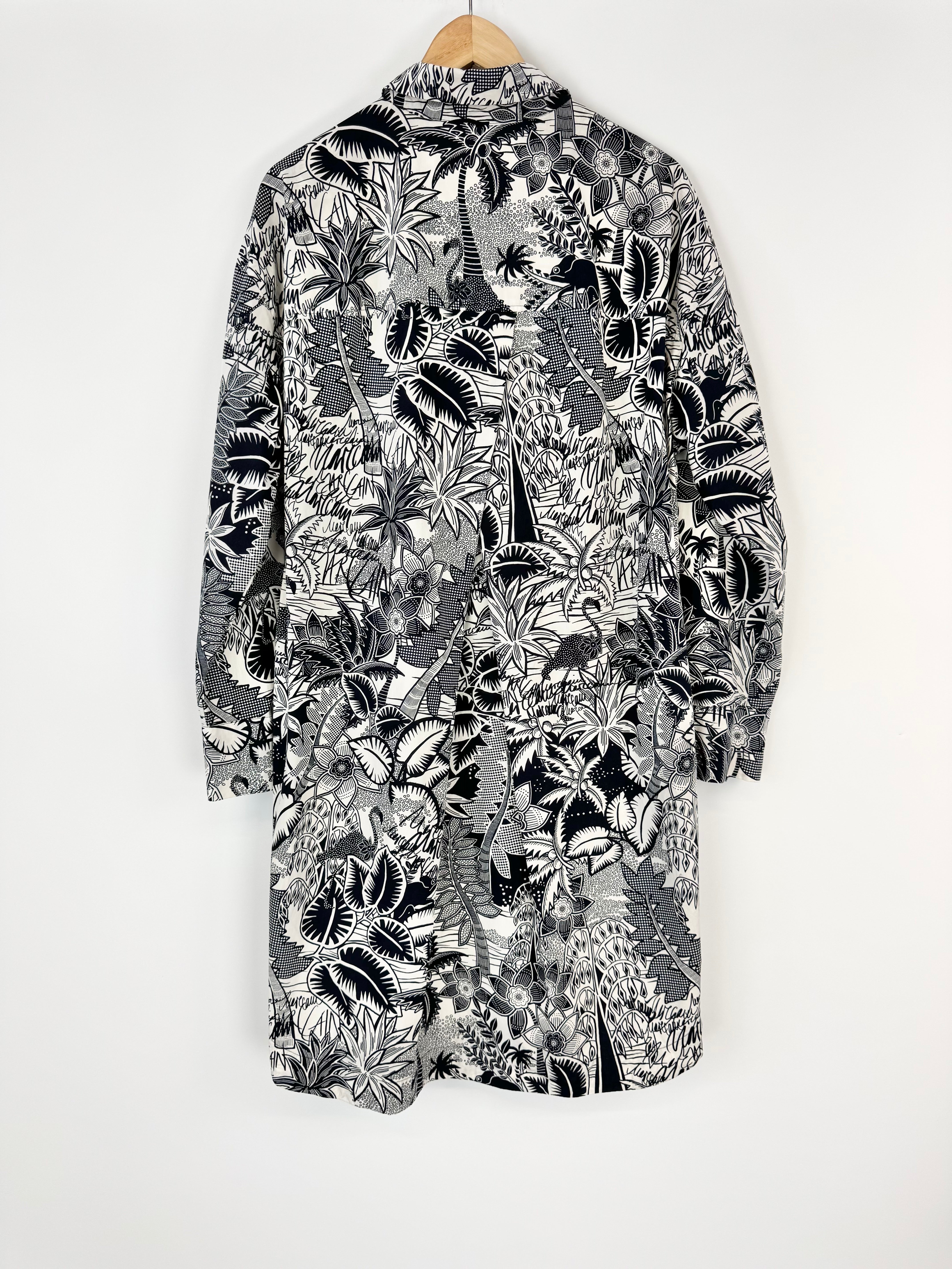 Marc Cain Black & White Botanical Pattern Shirt Dress - AU12