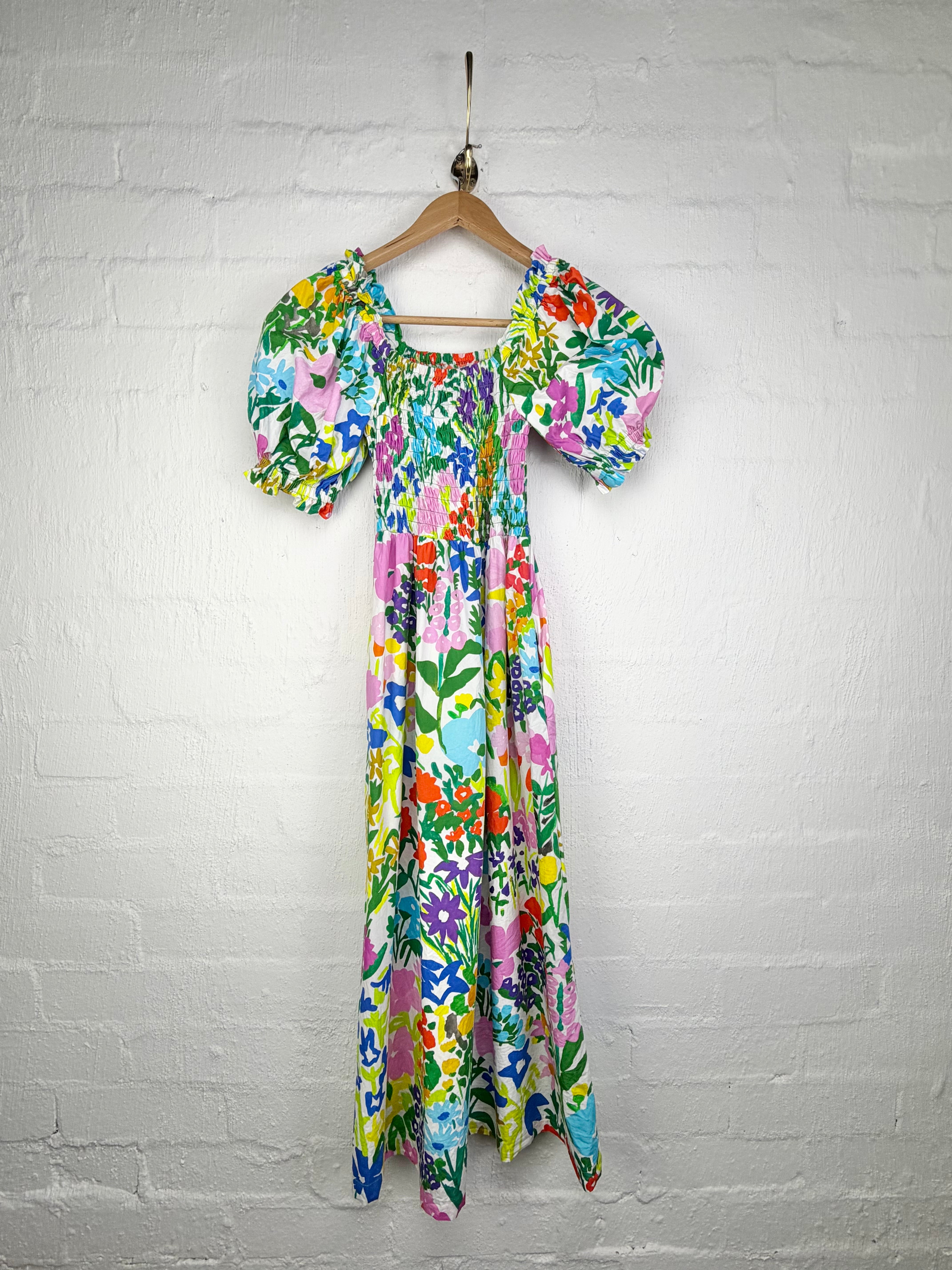 Variety House Floral Pattern Puff Sleeve Peasant Dress - AU8/10