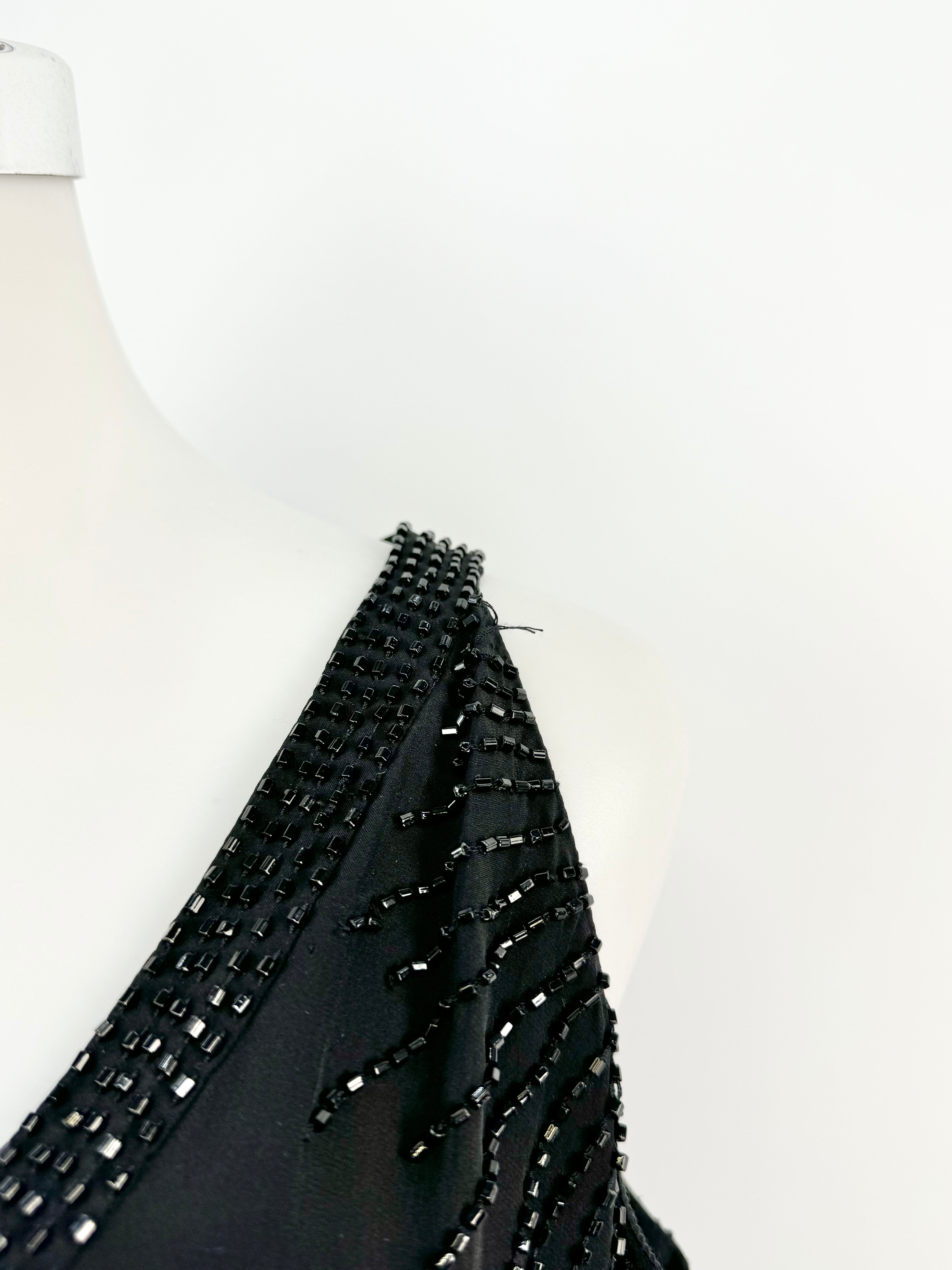 Fleur Wood Black Beaded Midi Dress - AU8/10
