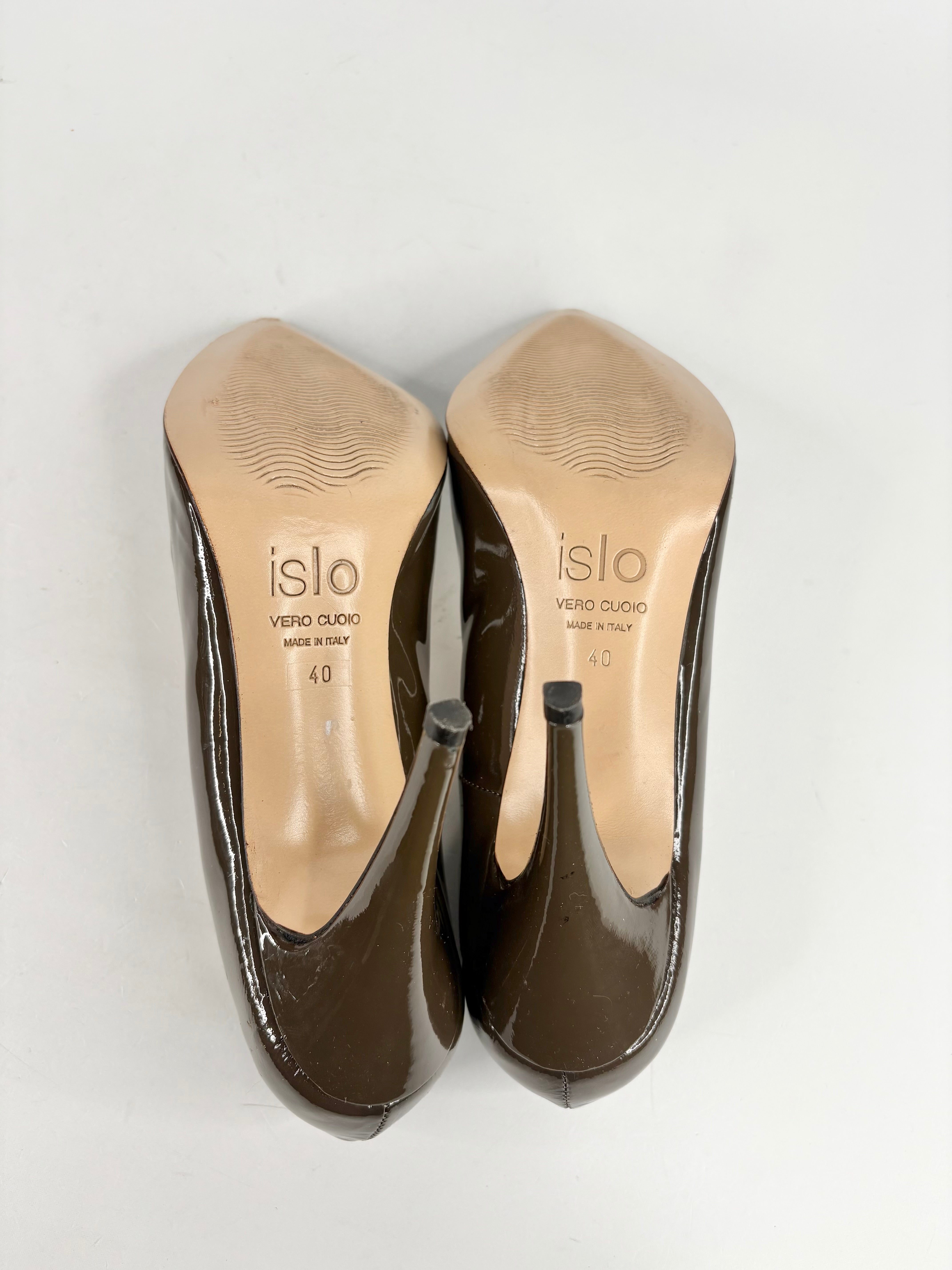Isabella Lorusso 'Grillo' Taupe Patent Leather Pumps - EU40