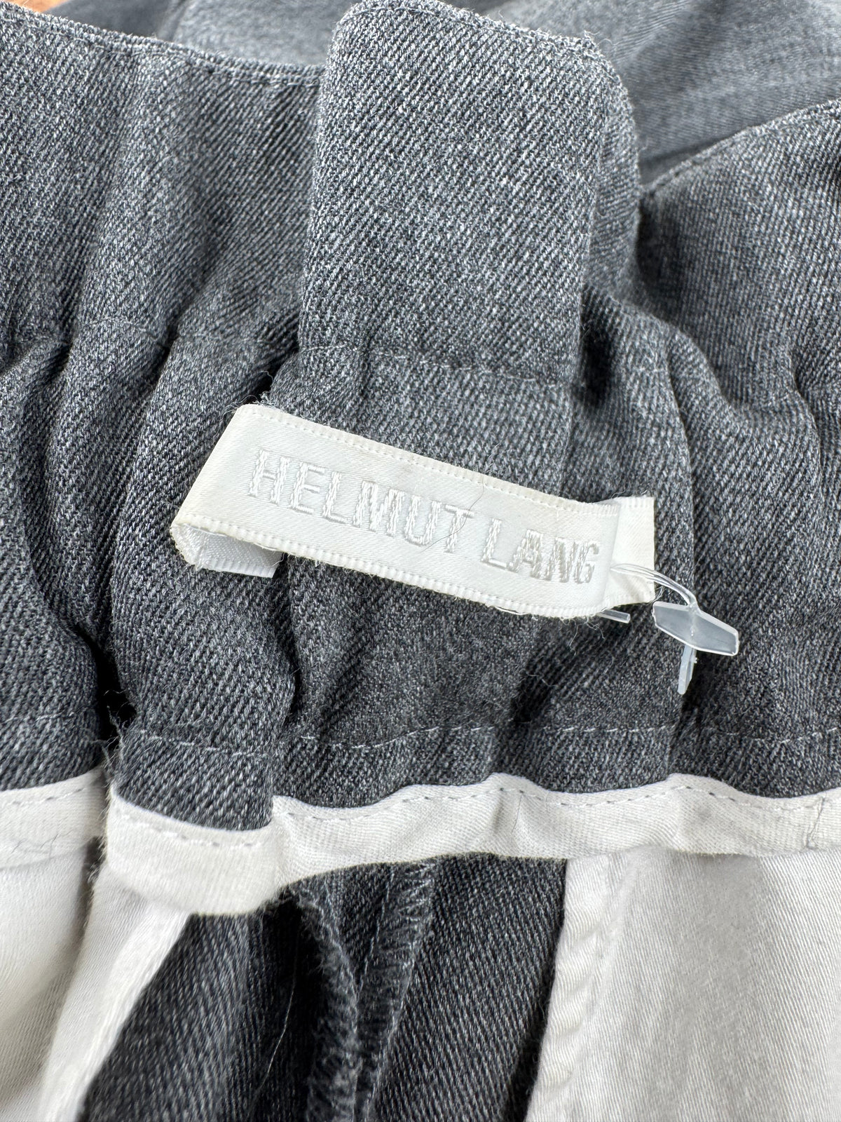 Helmut Lang Ash Grey Ruffled Waist Slacks - AU8