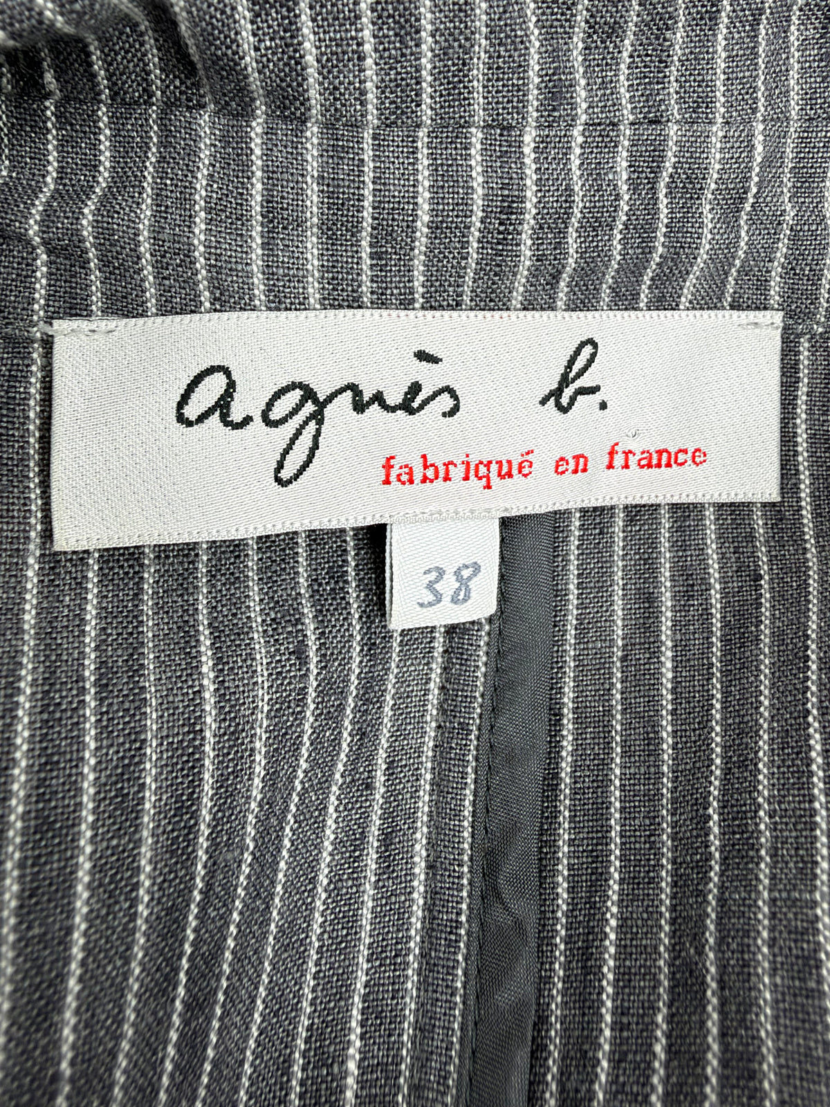 Agnès B. Grey & White Pinstripe Tailored Slim Fit Blazer - AU8/10