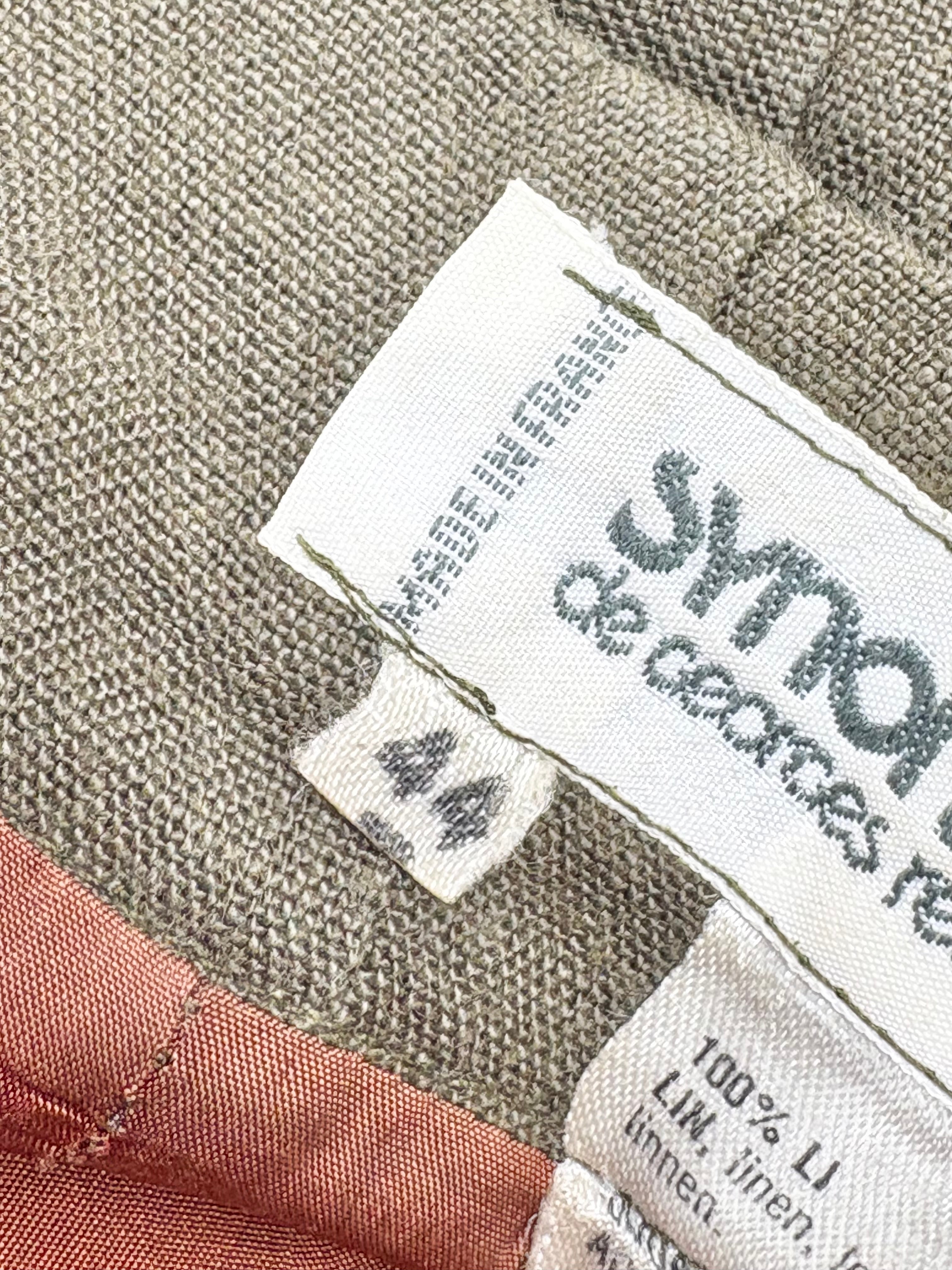 Vintage 80s Synonyme Georges Rech Olive Green Linen Midi Skirt - AU10/12