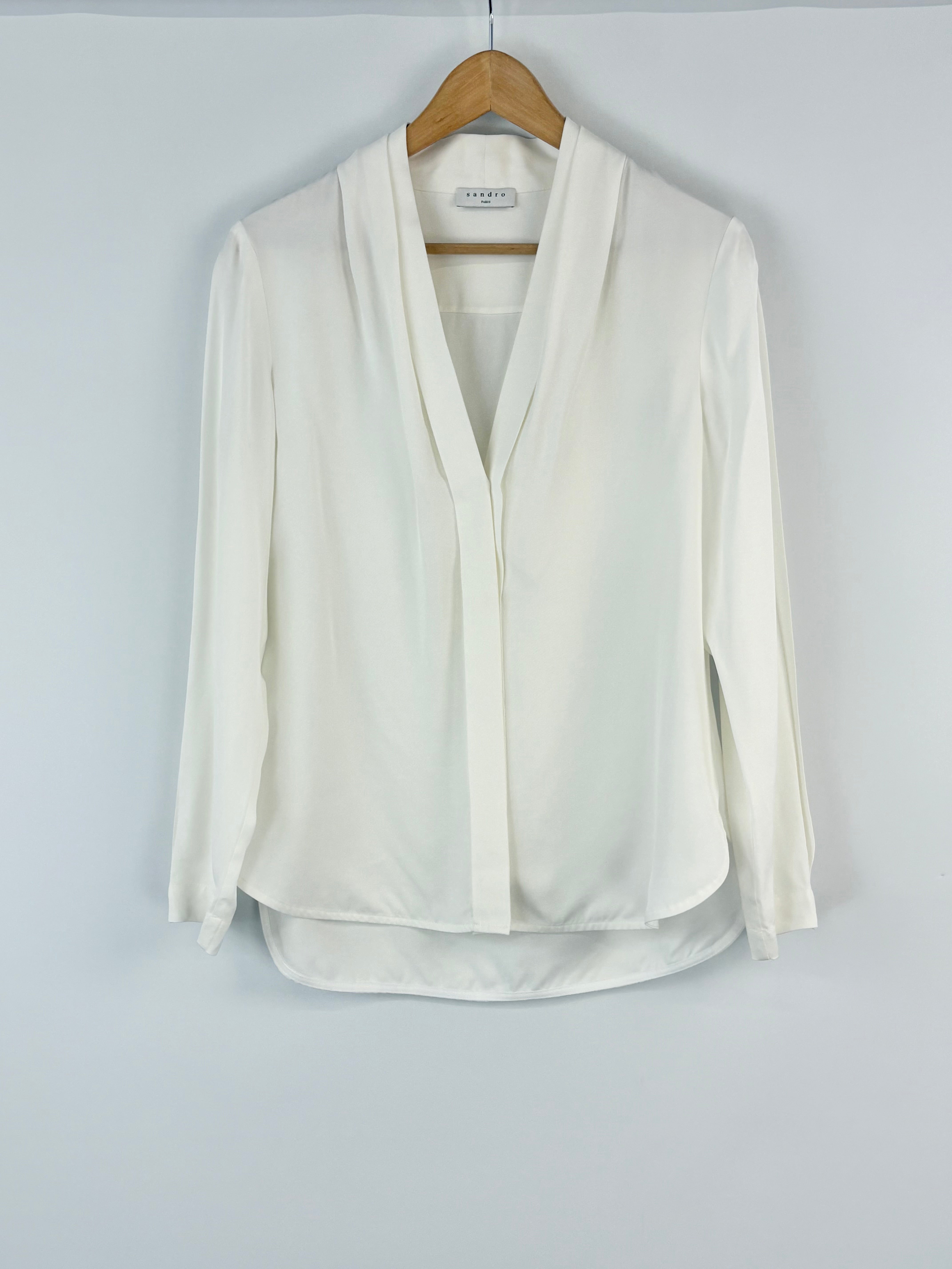 Sandro White 'Lanna' Long-Sleeve Shirt - AU6/8