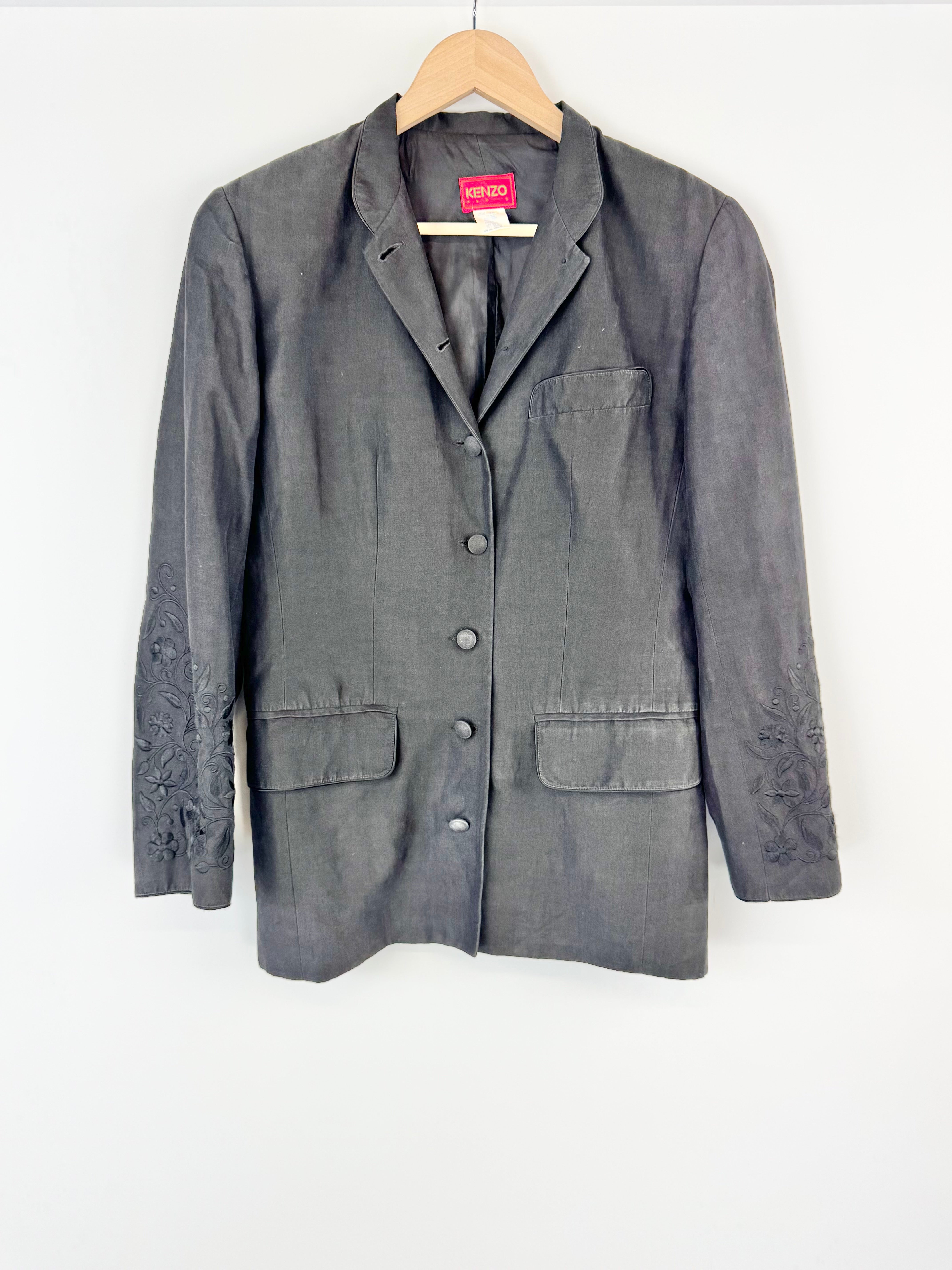 Kenzo Black Embroidered Sleeved Jacket - AU8