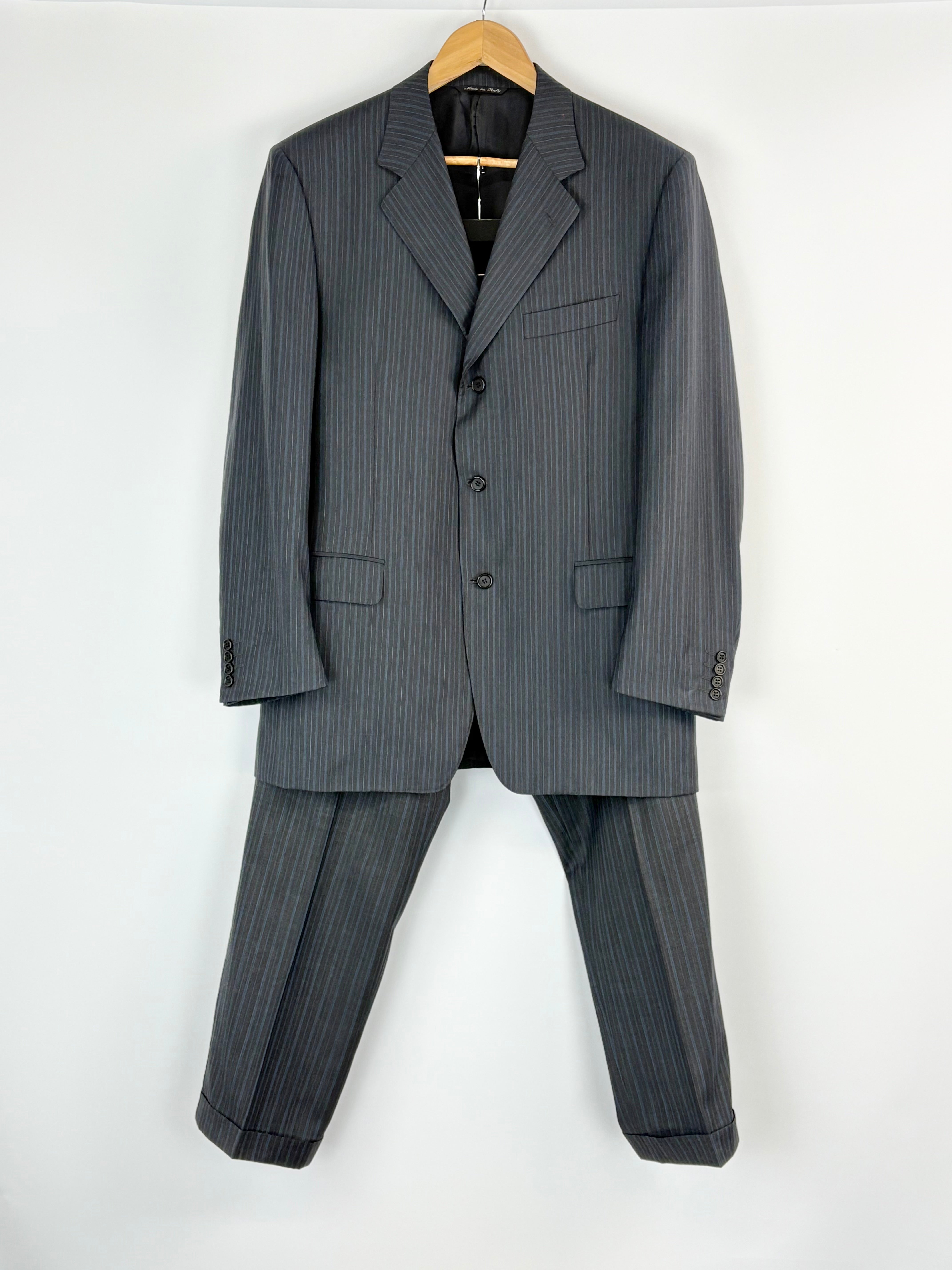 Canali for Saks Fifth Avenue Charcoal Striped Wool 2pc Suit - 52R