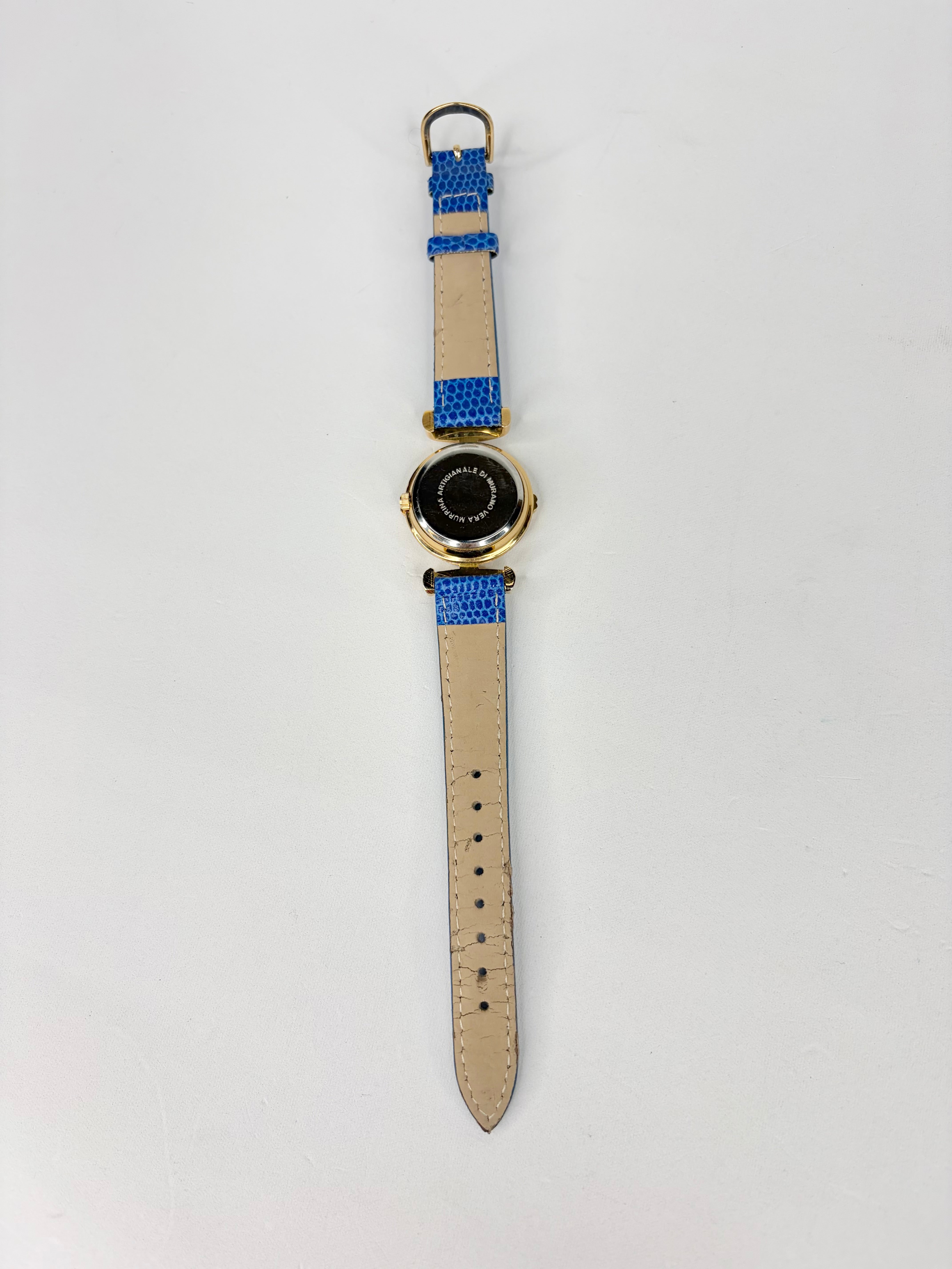 Murano Millefiori Embellished Blue Strap Watch