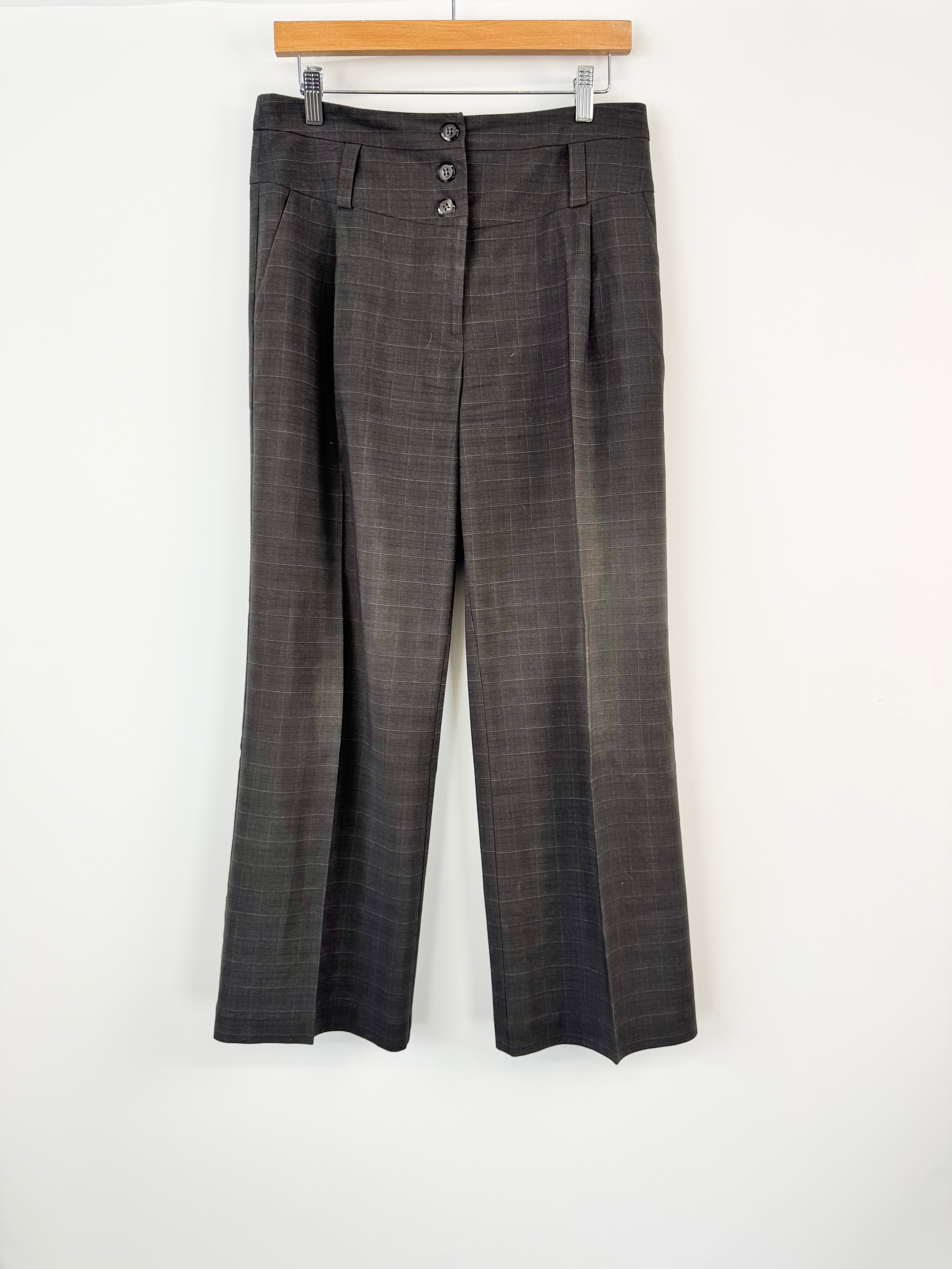 Picnic Window-Pane Check Charcoal Pants - AU12