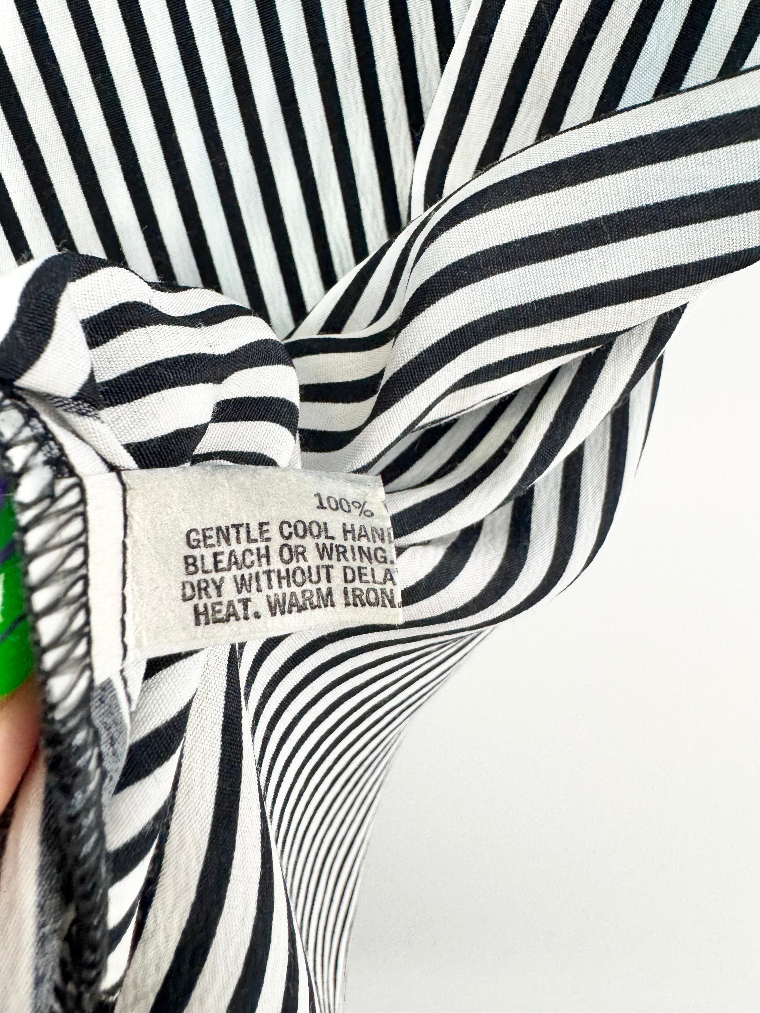 Anthea Crawford Black & White Stripe & Paisley Pattern Top - AU10/12