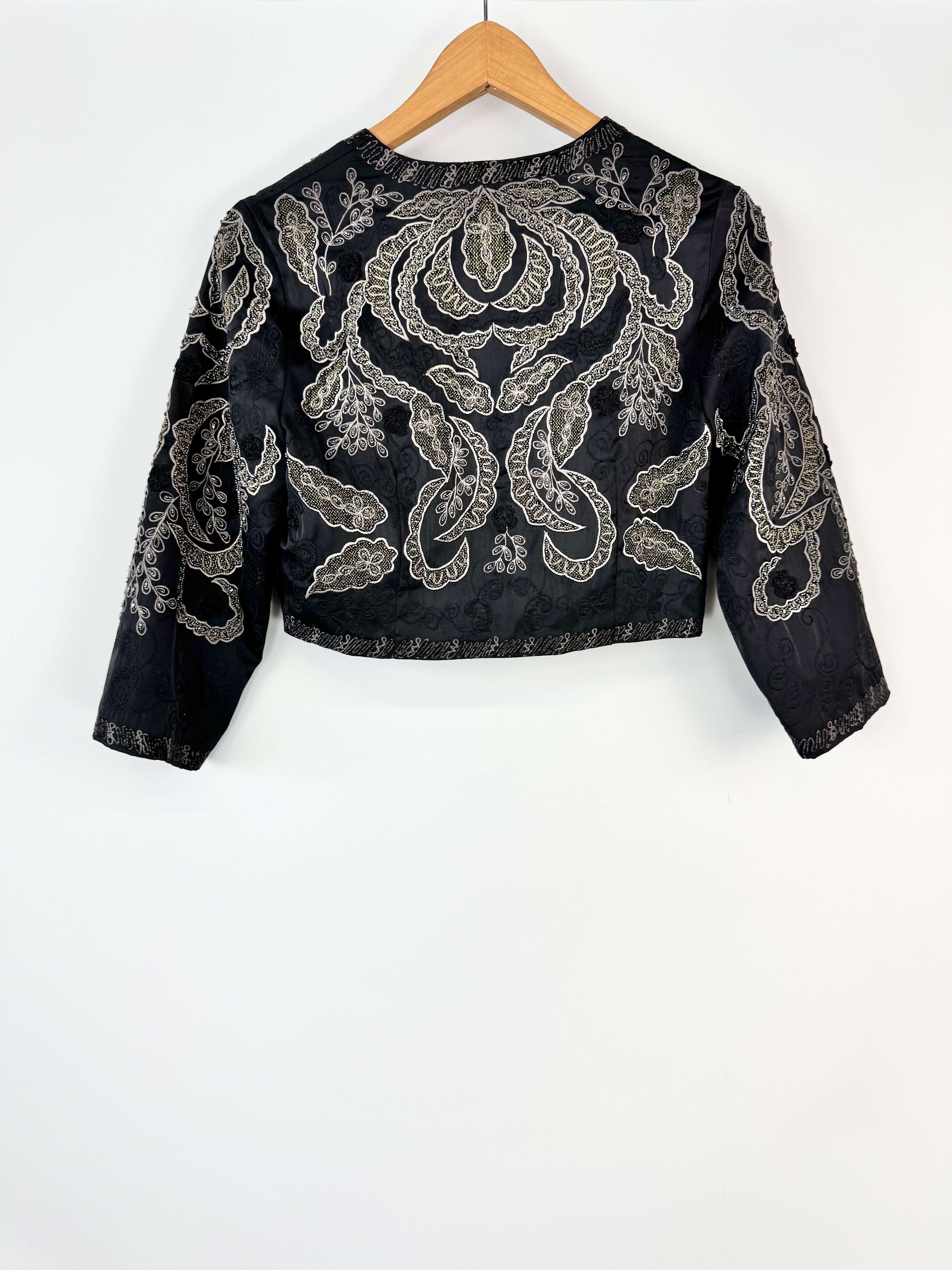 Sue Wong Nocturnal Bead & Lace Cropped Jacket - AU8/10