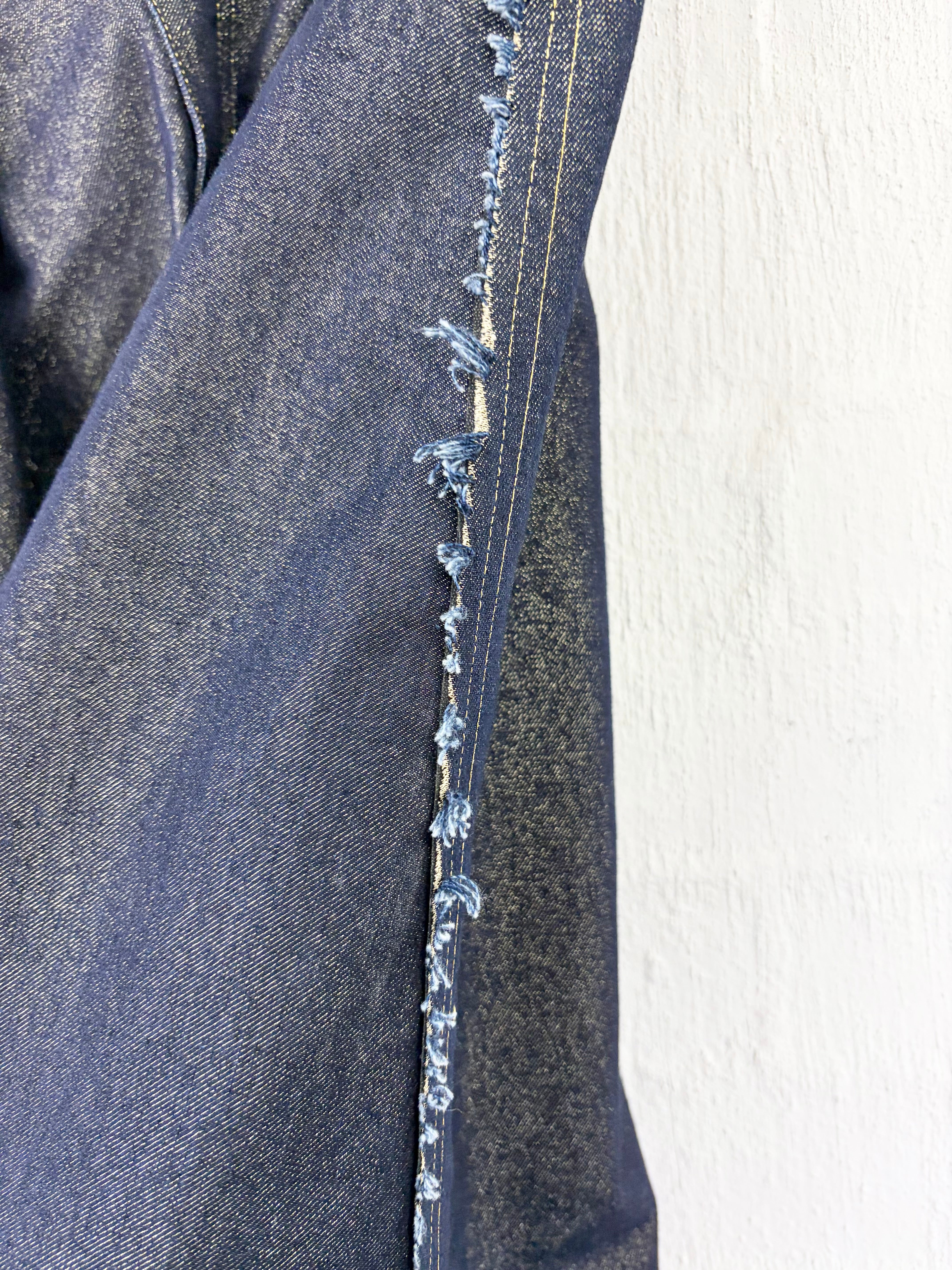 Junya Watanabe Gold & Denim Asymmetrical Ruffle Skirt - AU10/12