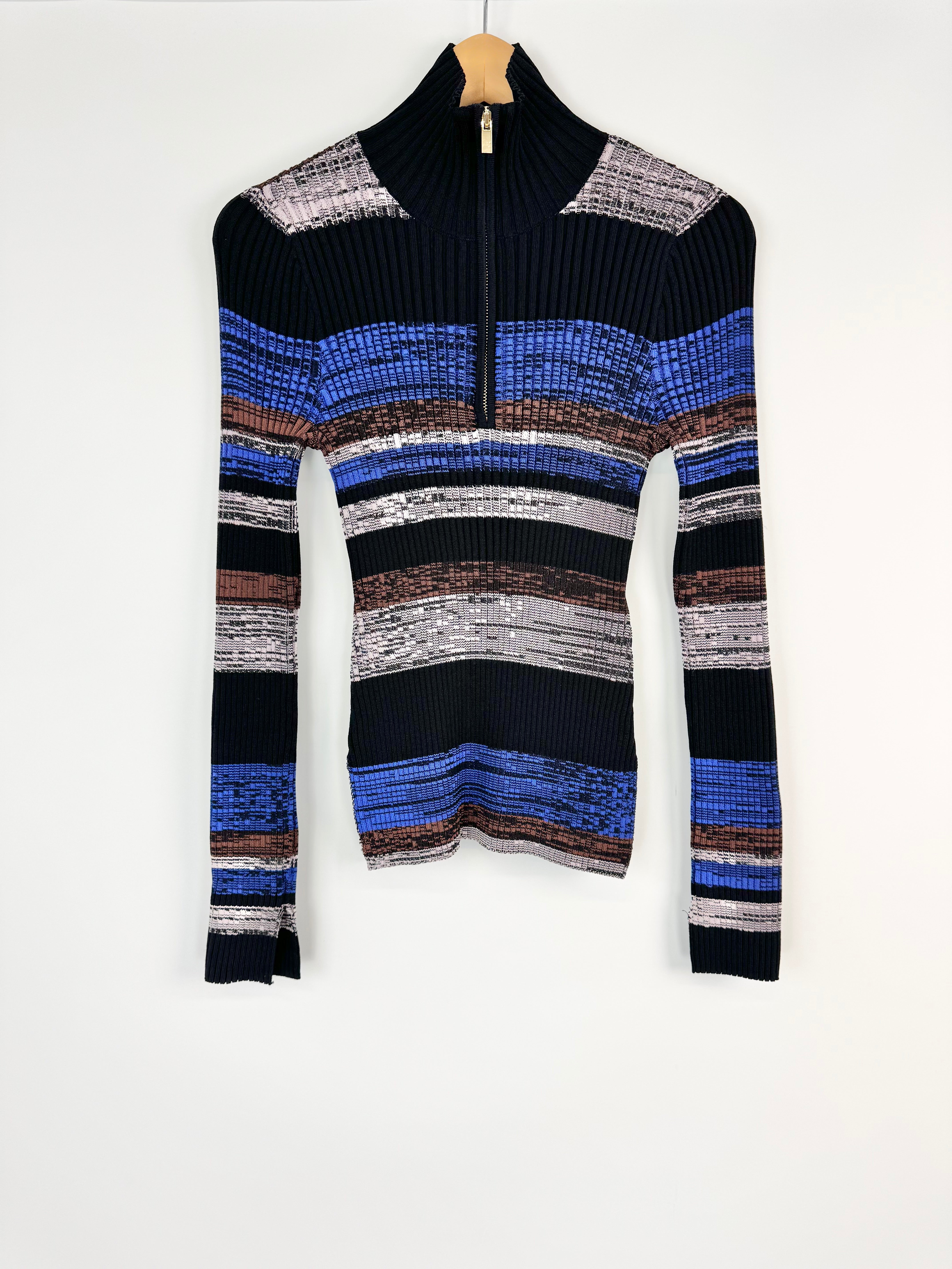 Husk Blue Silver Bronze & Black Striped Skivvy - AU8