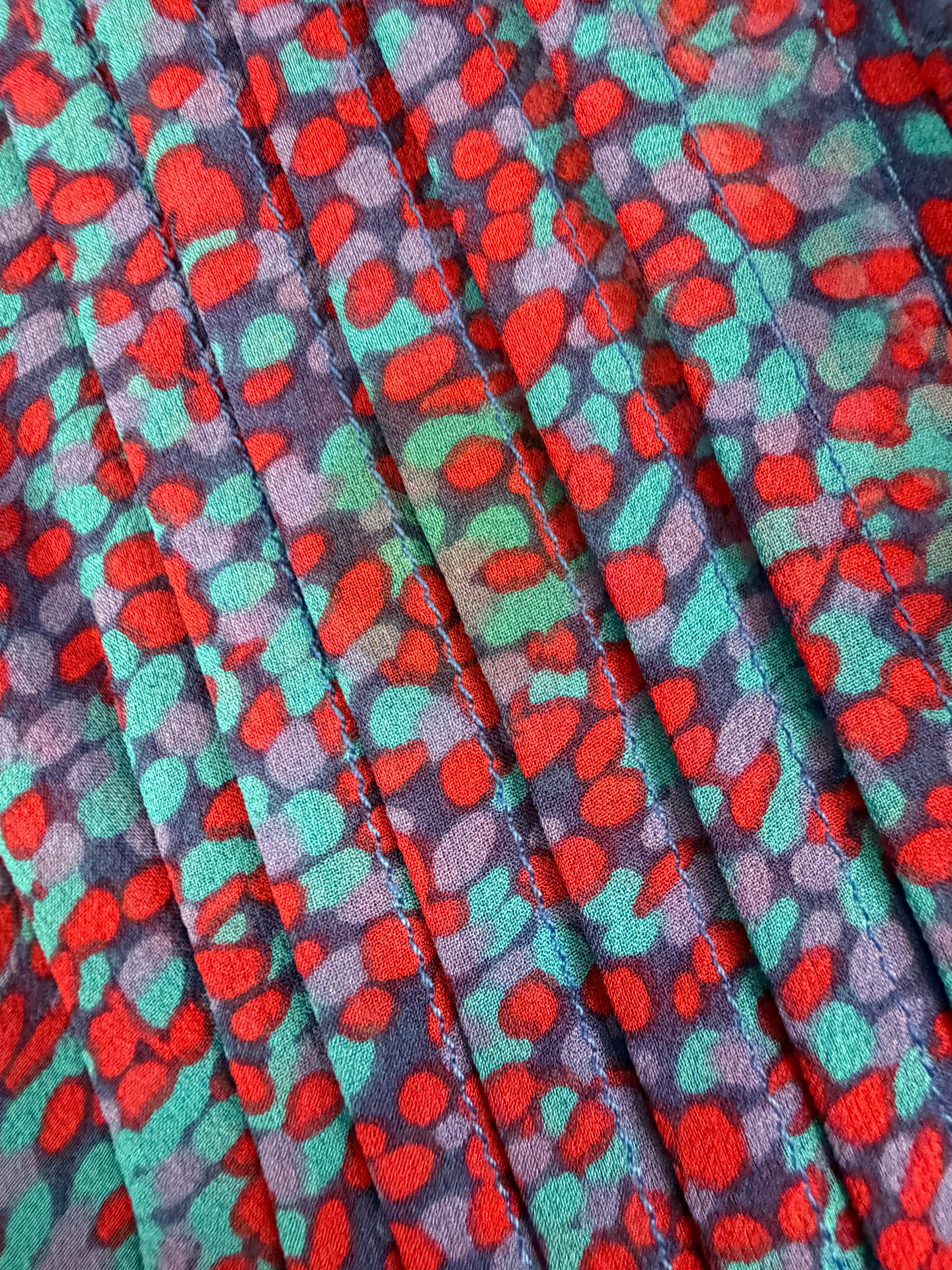 Zimmermann Blue & Magenta Abstract Dot Silk Ruffle Mini Dress - AU12