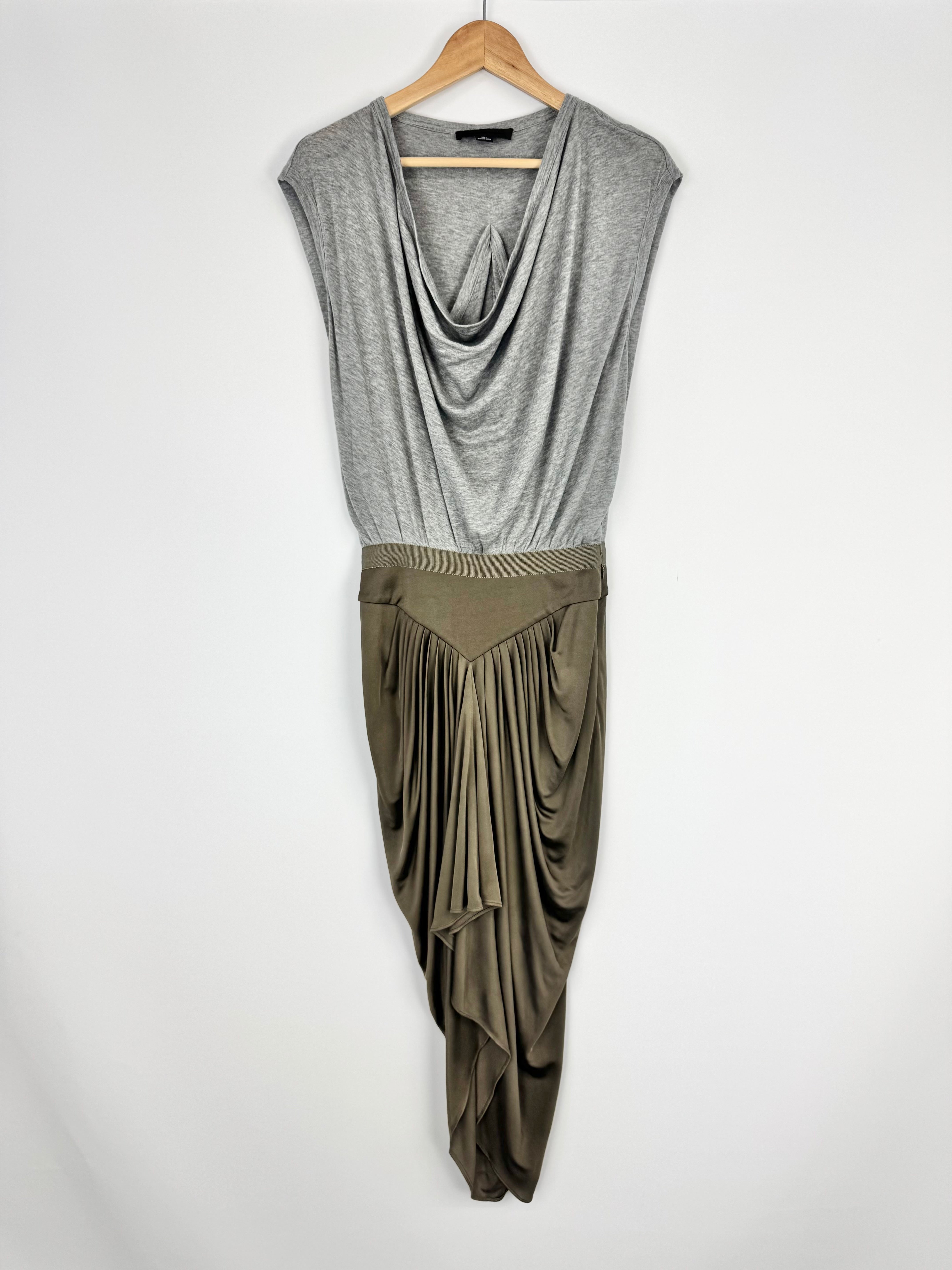 Alexander Wang Grey & Green Draped Grecian Dress - AU10