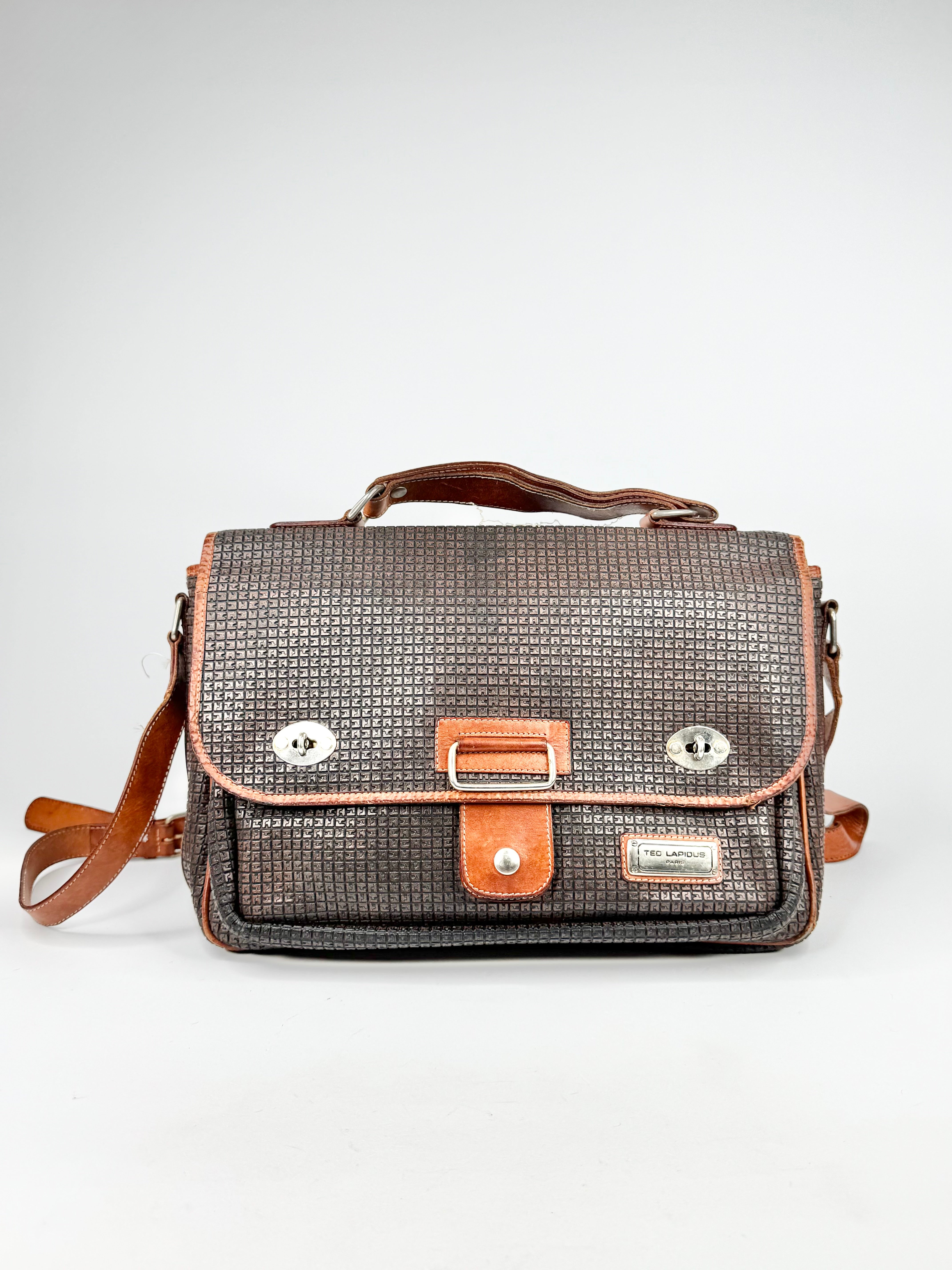 Ted Lapidus Brown Embossed Briefcase