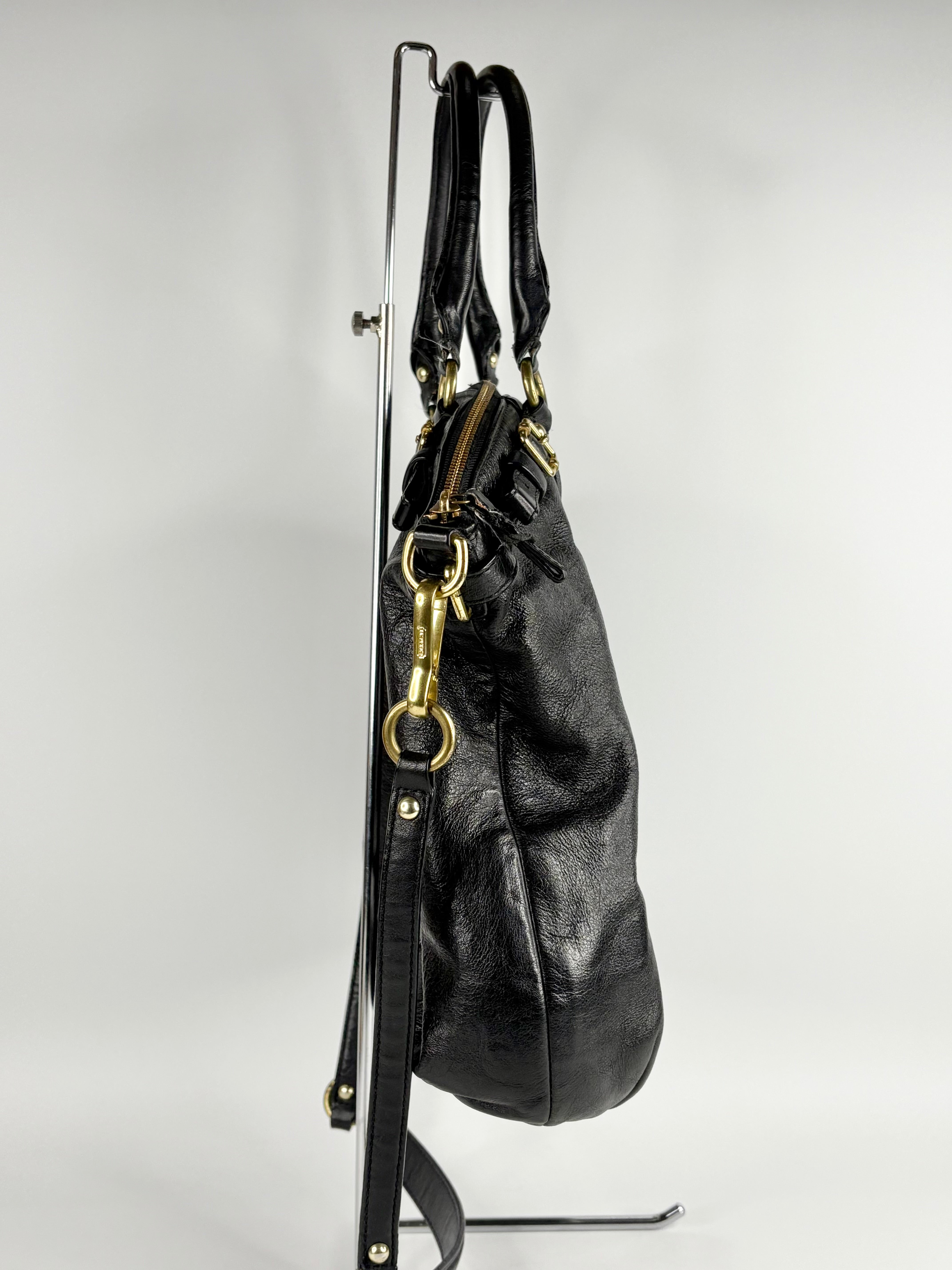 Coach Black Leather Bucket-Style Handbag