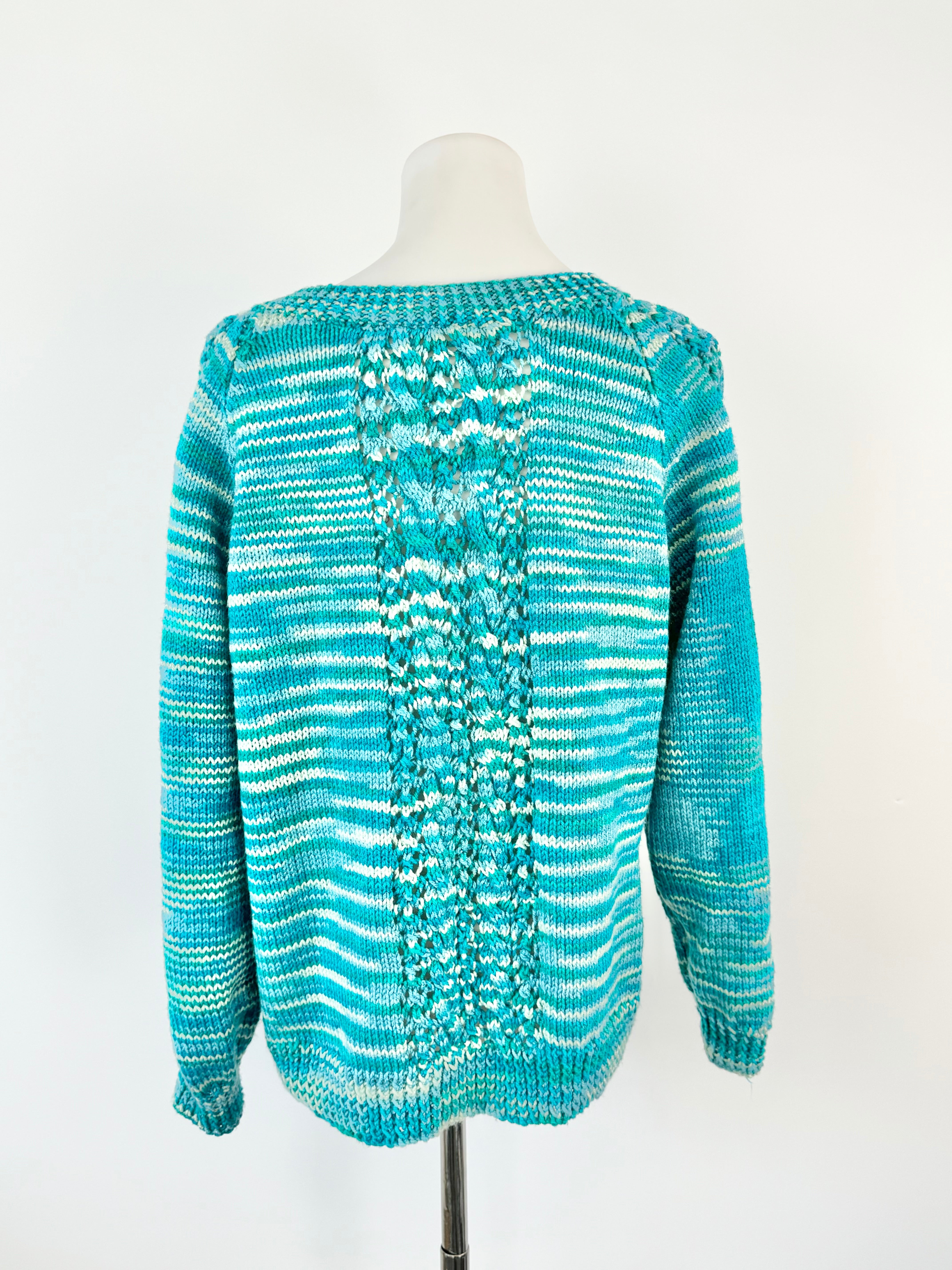 Hand Made Blue Acrylic Puff Sleeve Jumper - AU8/10