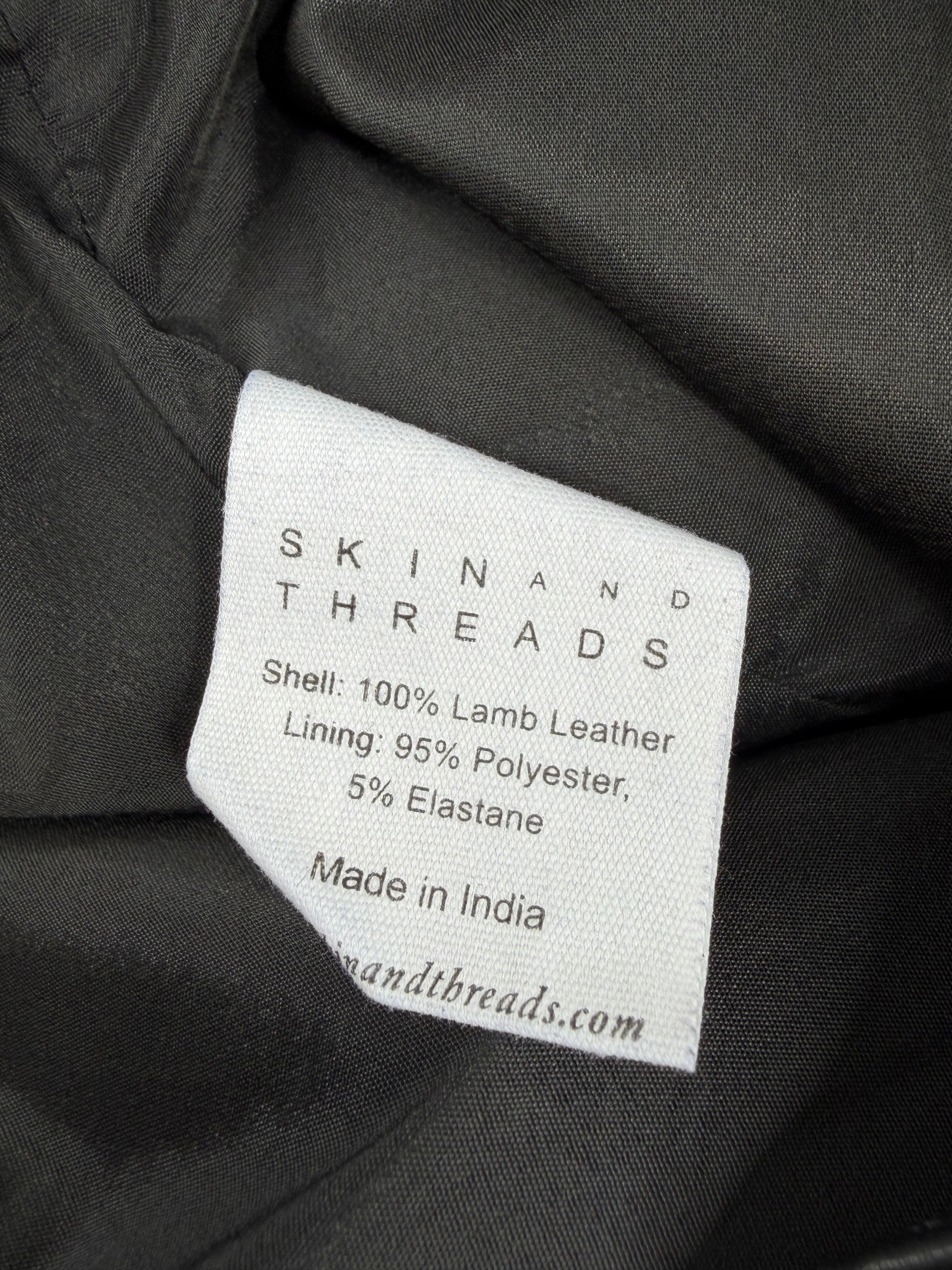 Skin & Threads Buttery Soft Black Leather Zippered Pencil Skirt - AU10