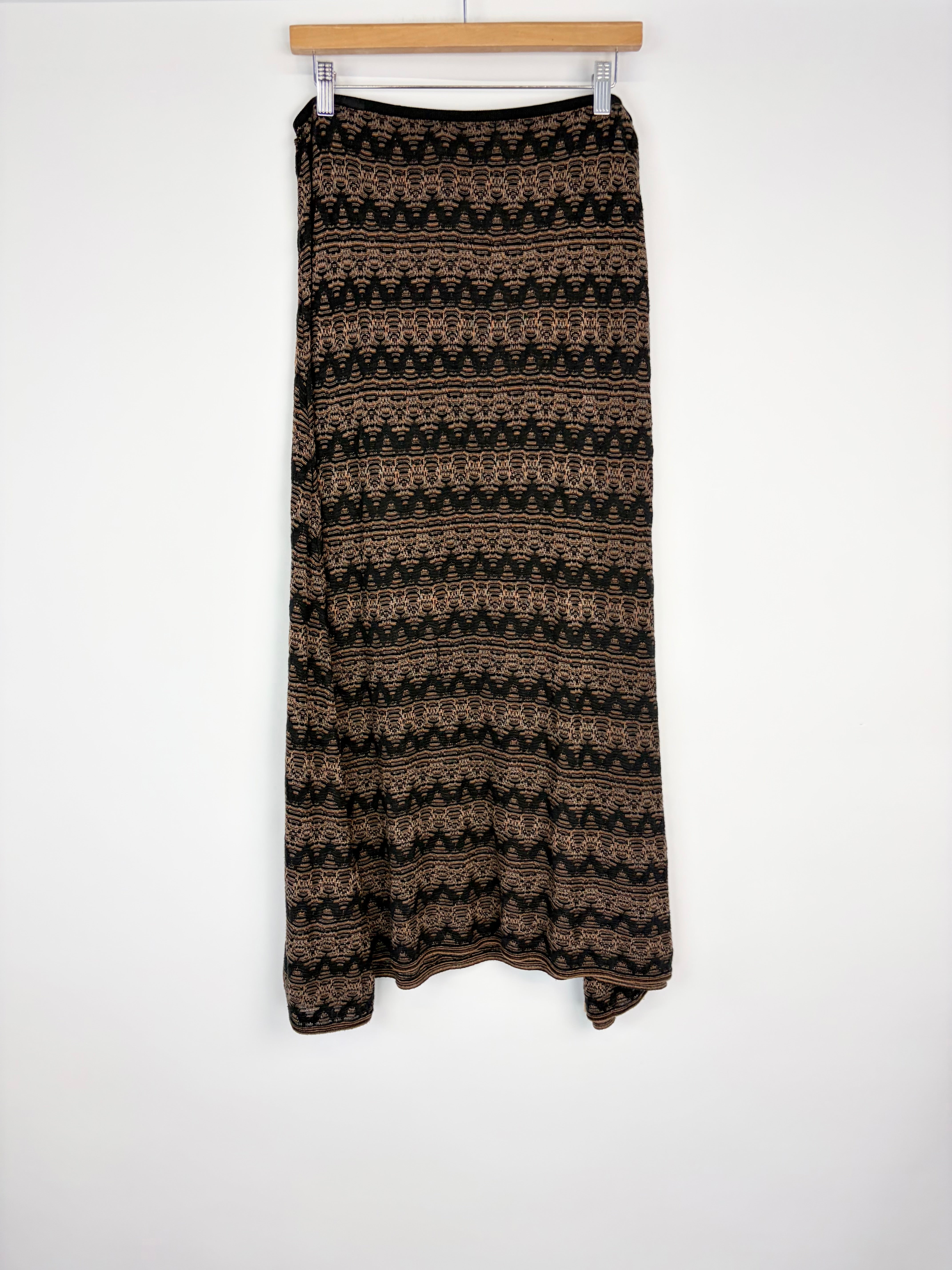Christopher Esber Textured Black & Bronze Stretch Knit A-Line Skirt - AU12