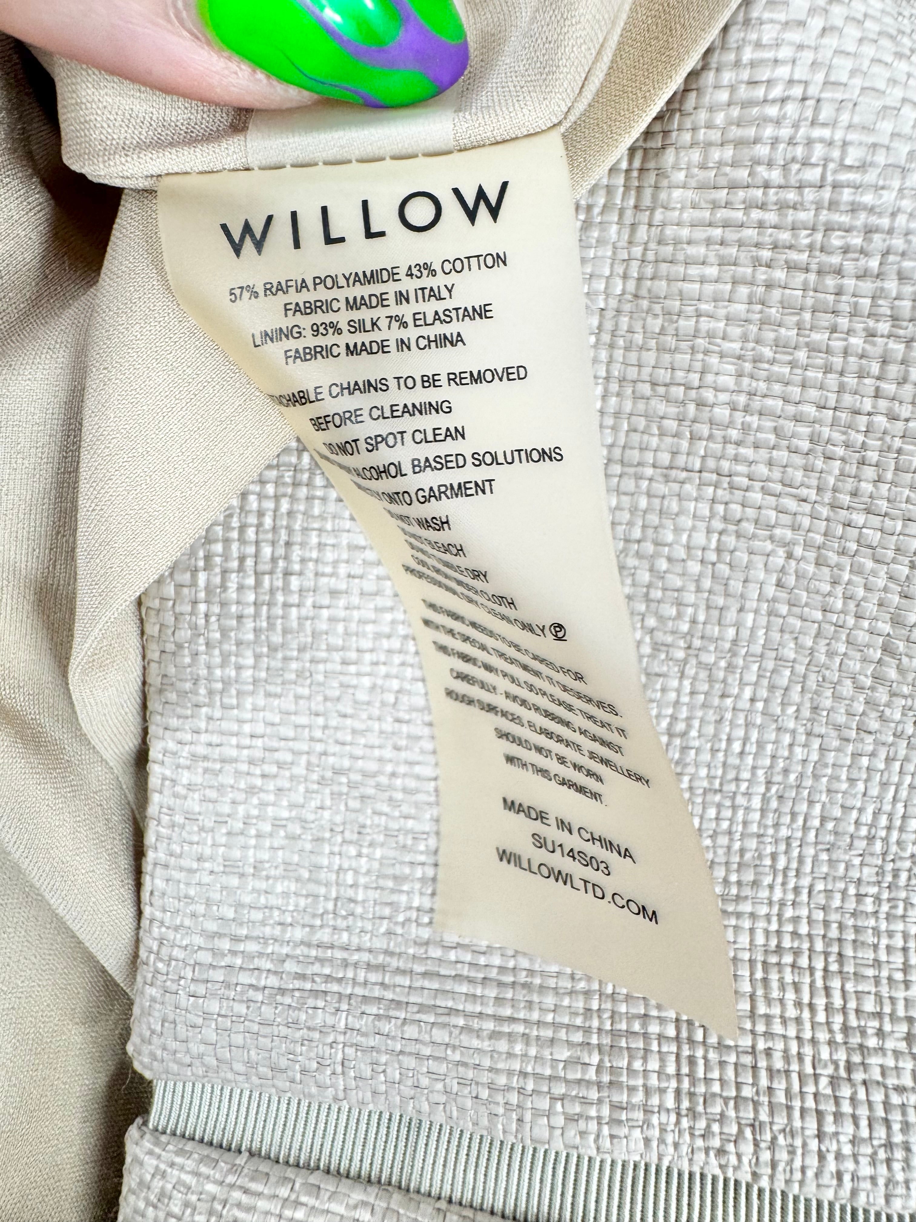 Willow Beige Raffia Silk Lined Pencil Skirt - AU6