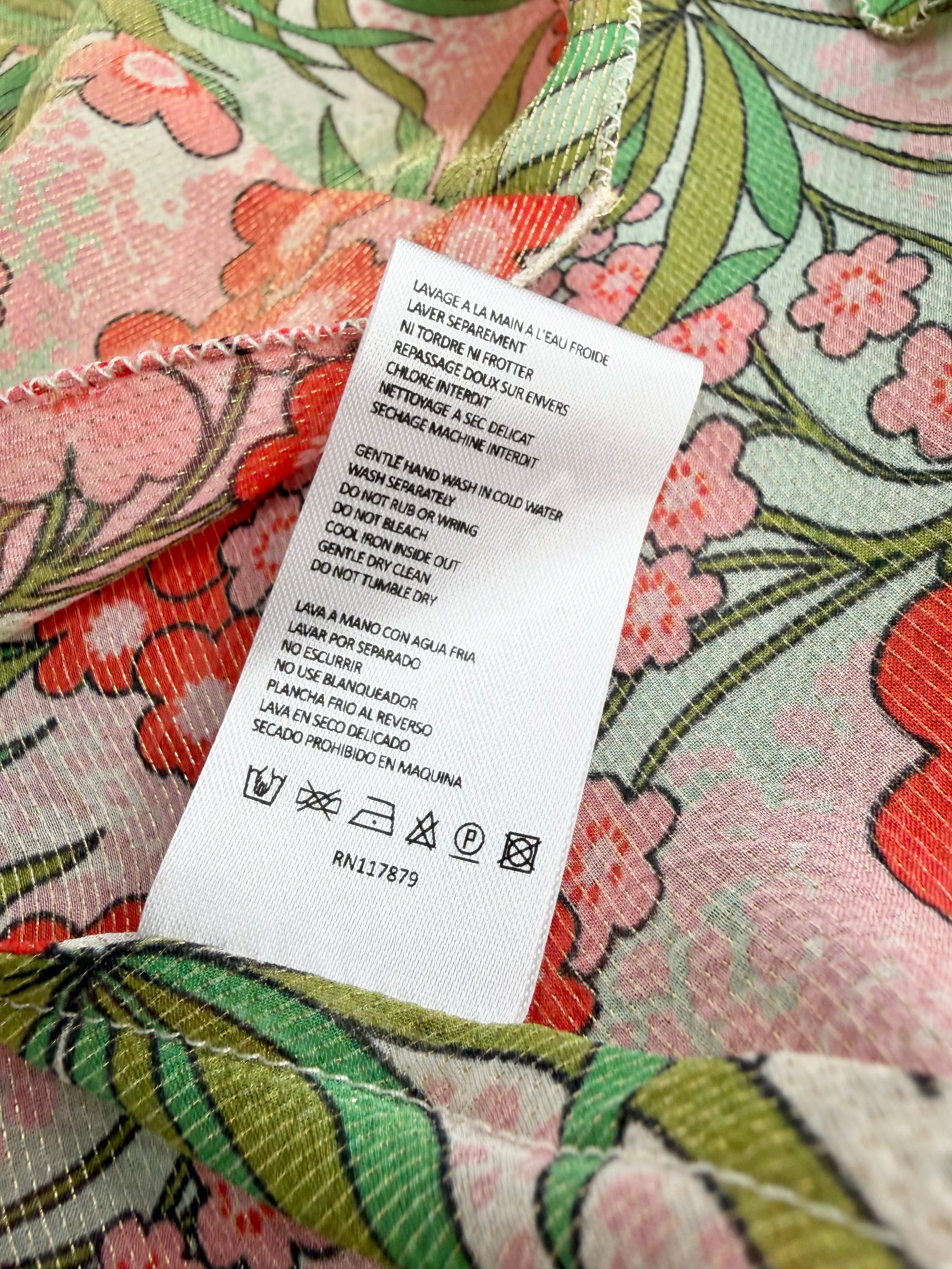 Manoush Retro Floral Patterned Silk & Lurex Prairie Dress - AU10