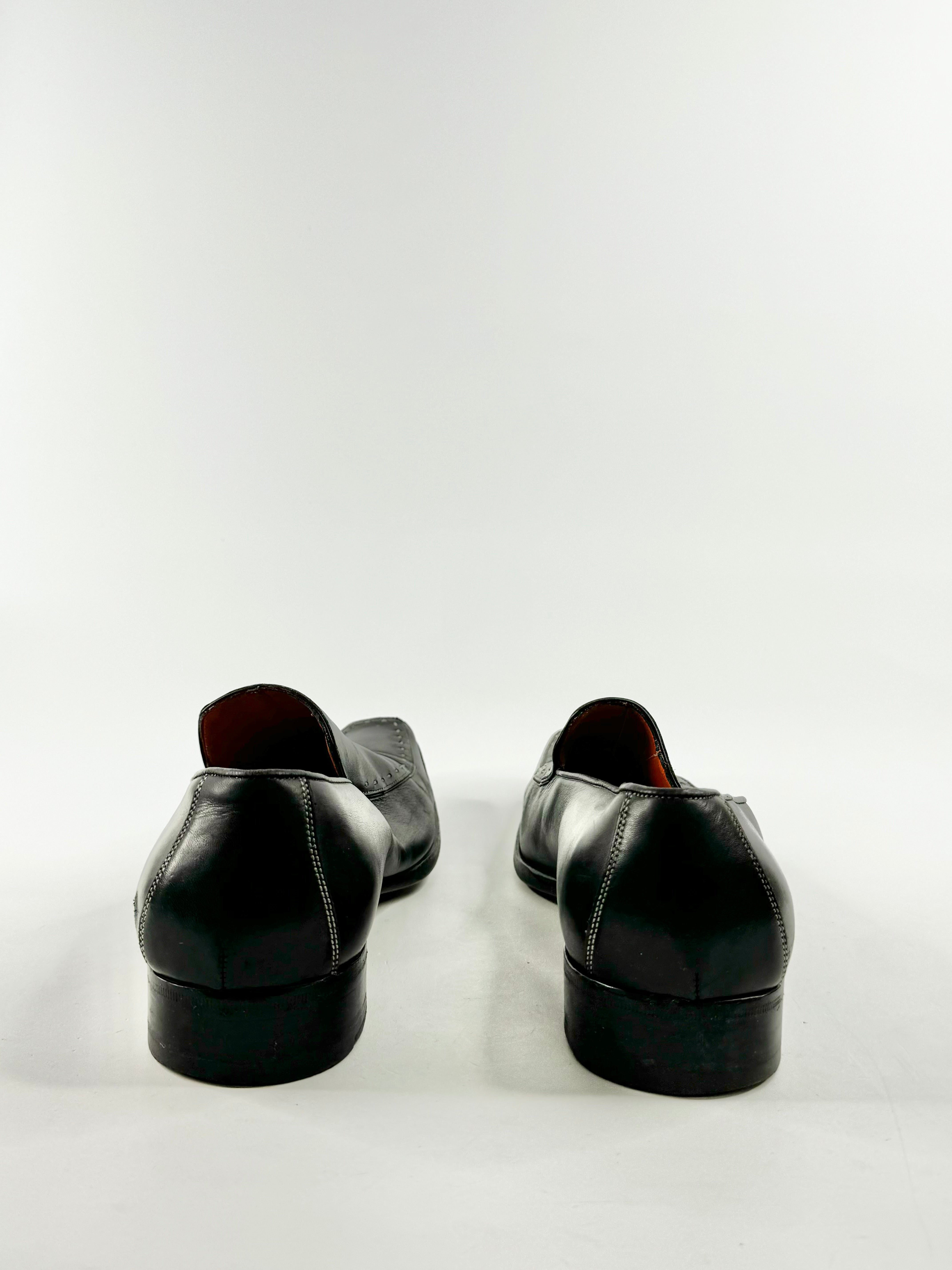 Black Elongated Grey Stitch Loafers - EU41
