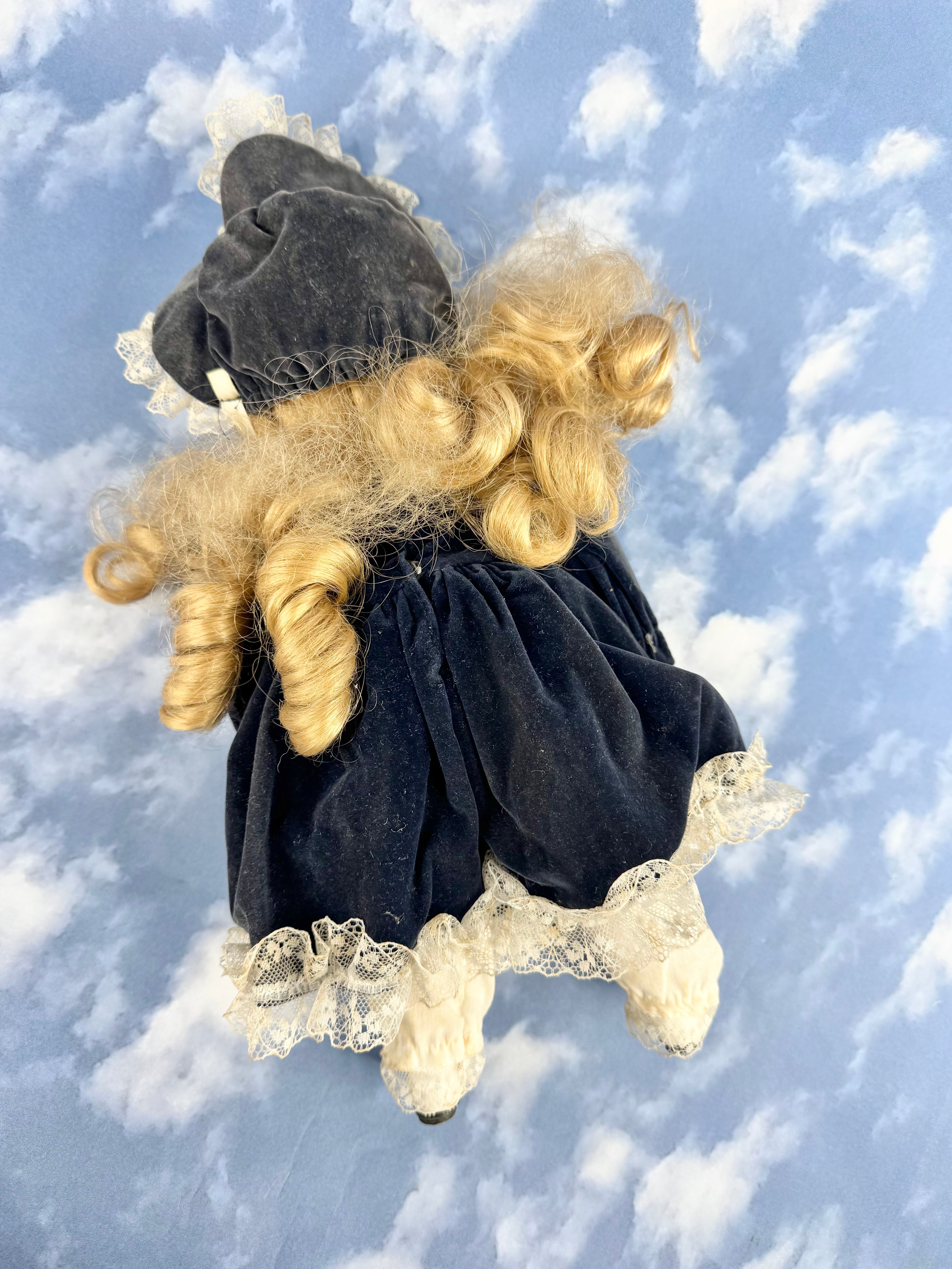 Black Velvet & White Lace China Doll