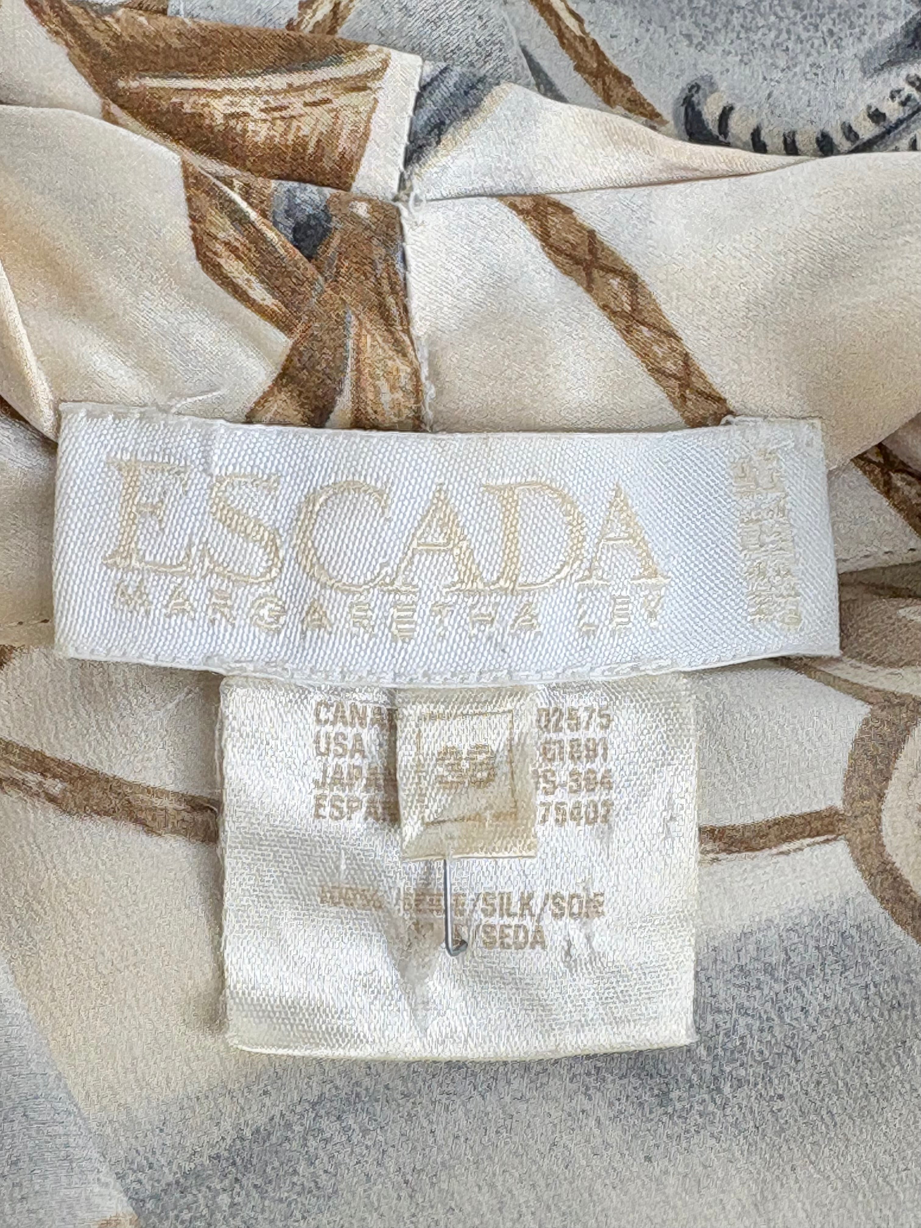 Escada by Margaretha Ley Vintage Patterned Silk Blouse - AU10