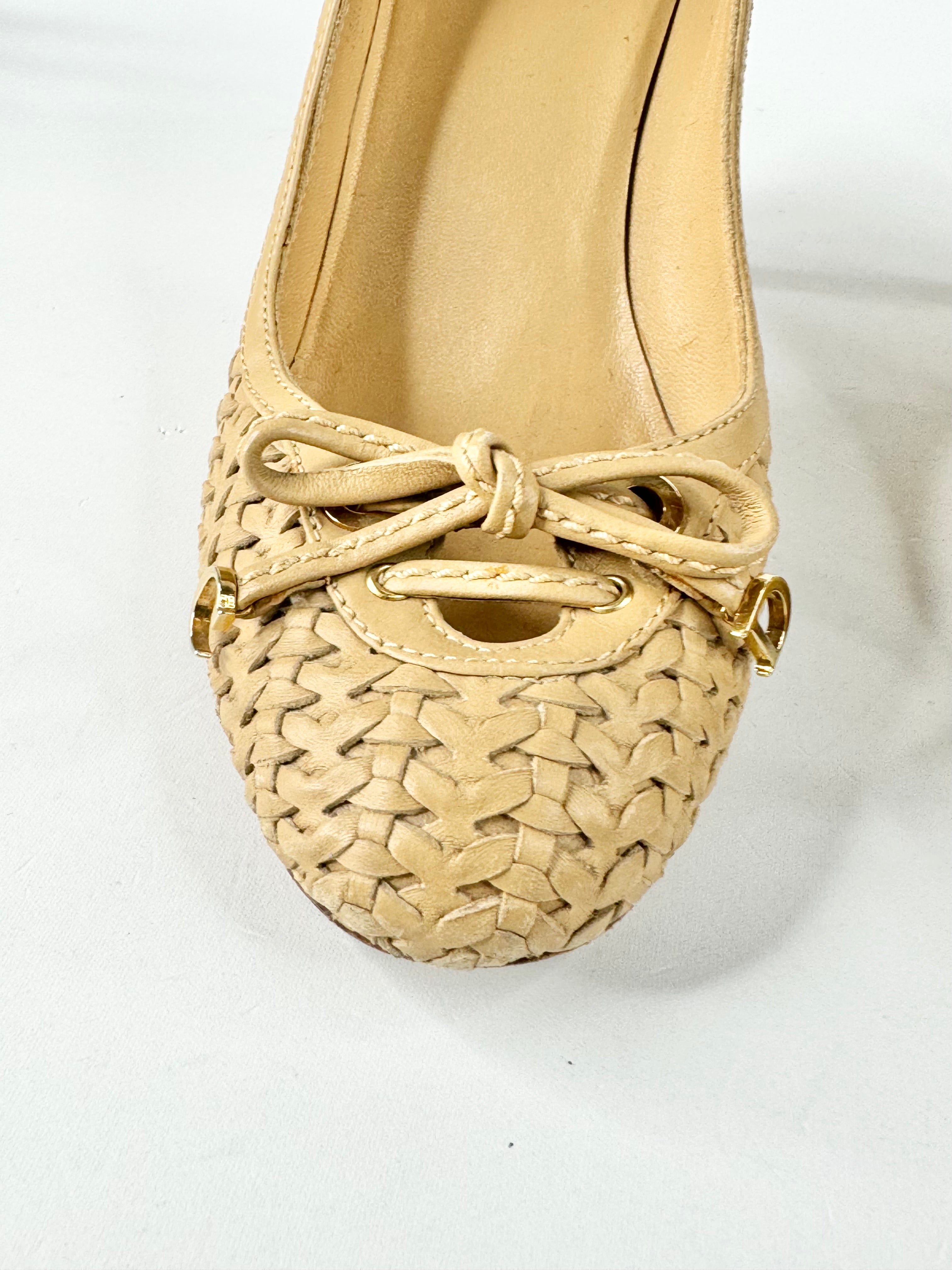 Christian Dior Wheaten Woven Stilettos - EU37.5