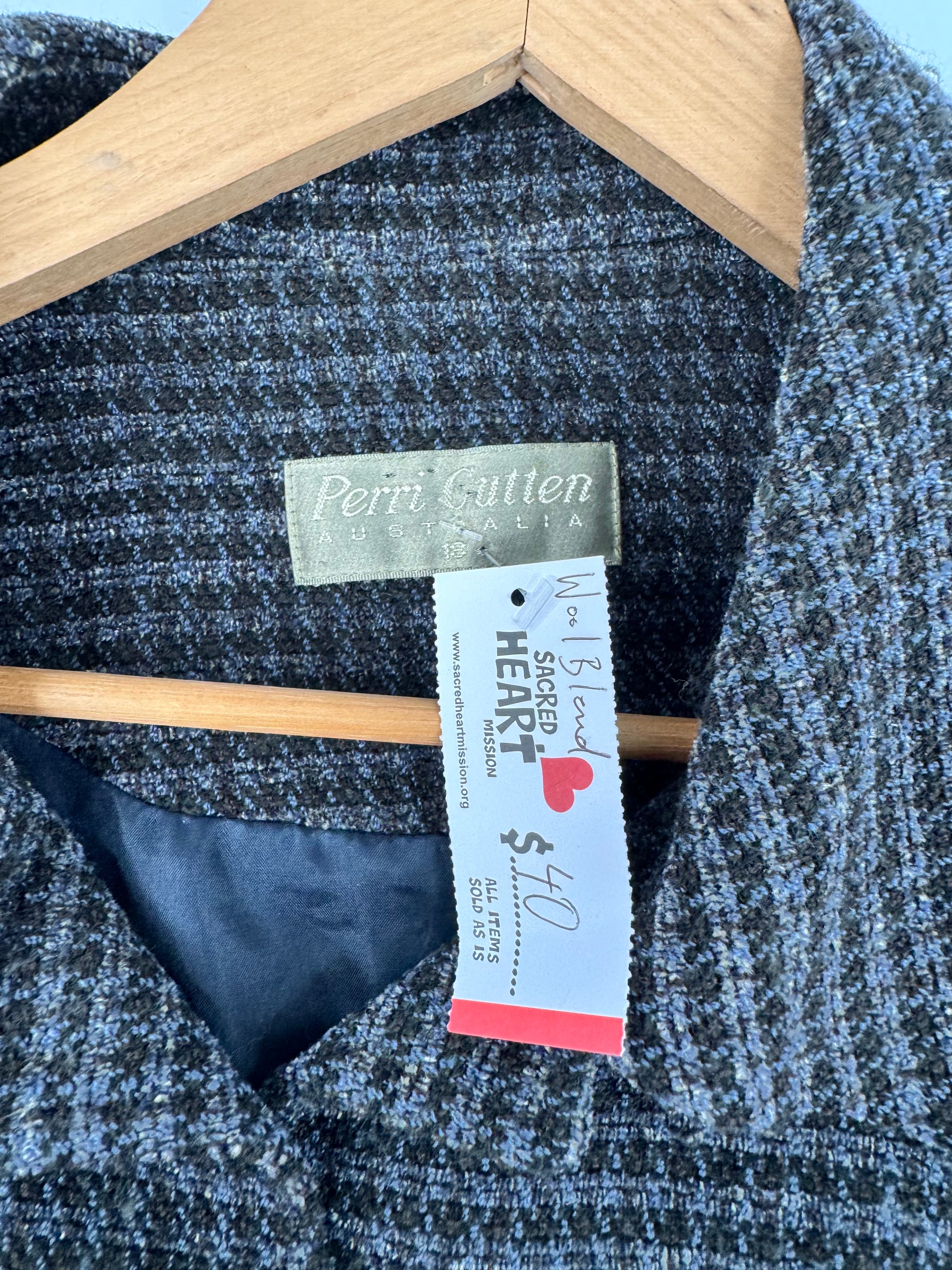 Perri Cutten Slate Grey & Stone Blue Tweed Jacket - AU16/18