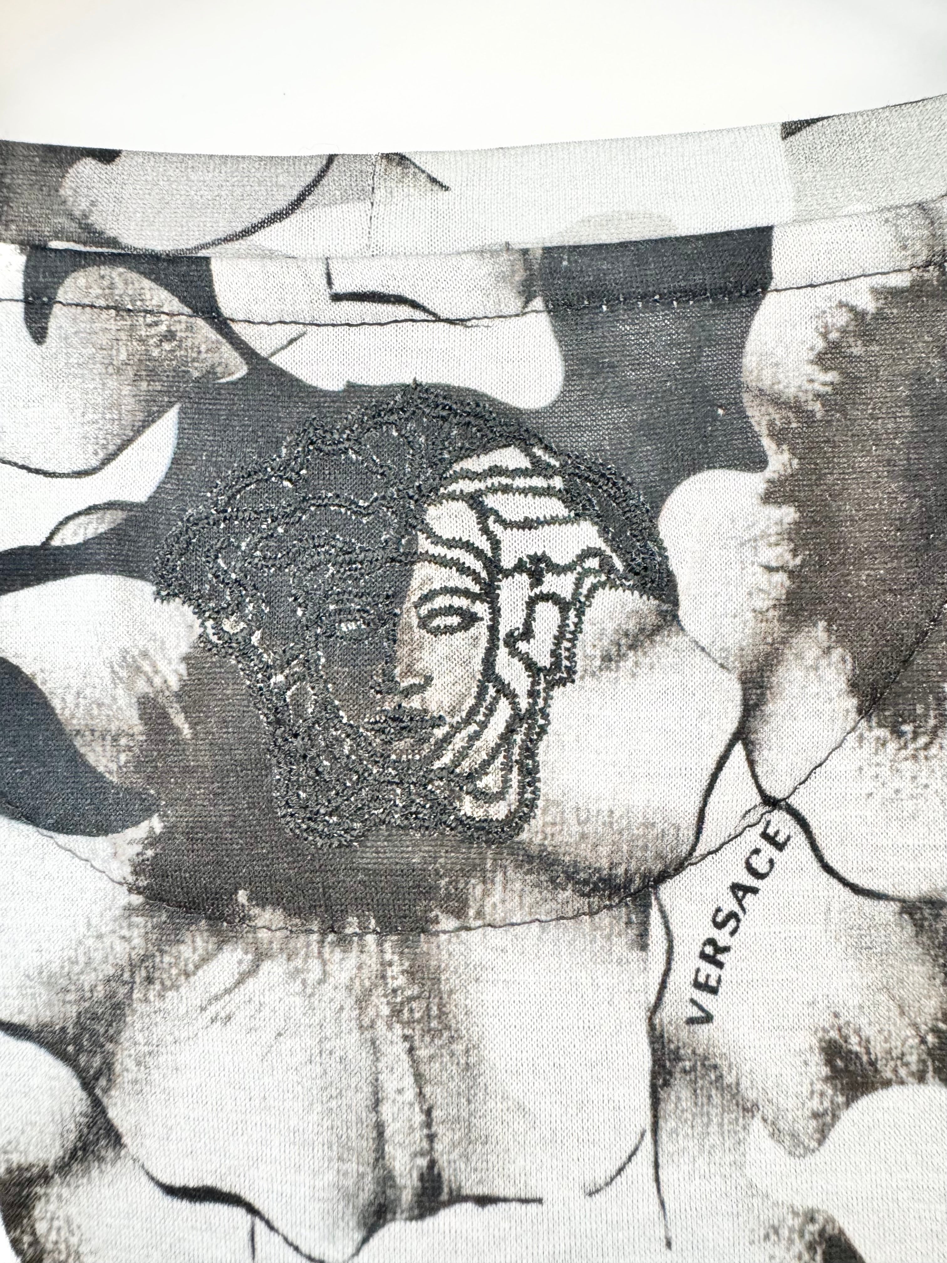 Versace Black & White 'Military Rose' Long Sleeve Top - XL