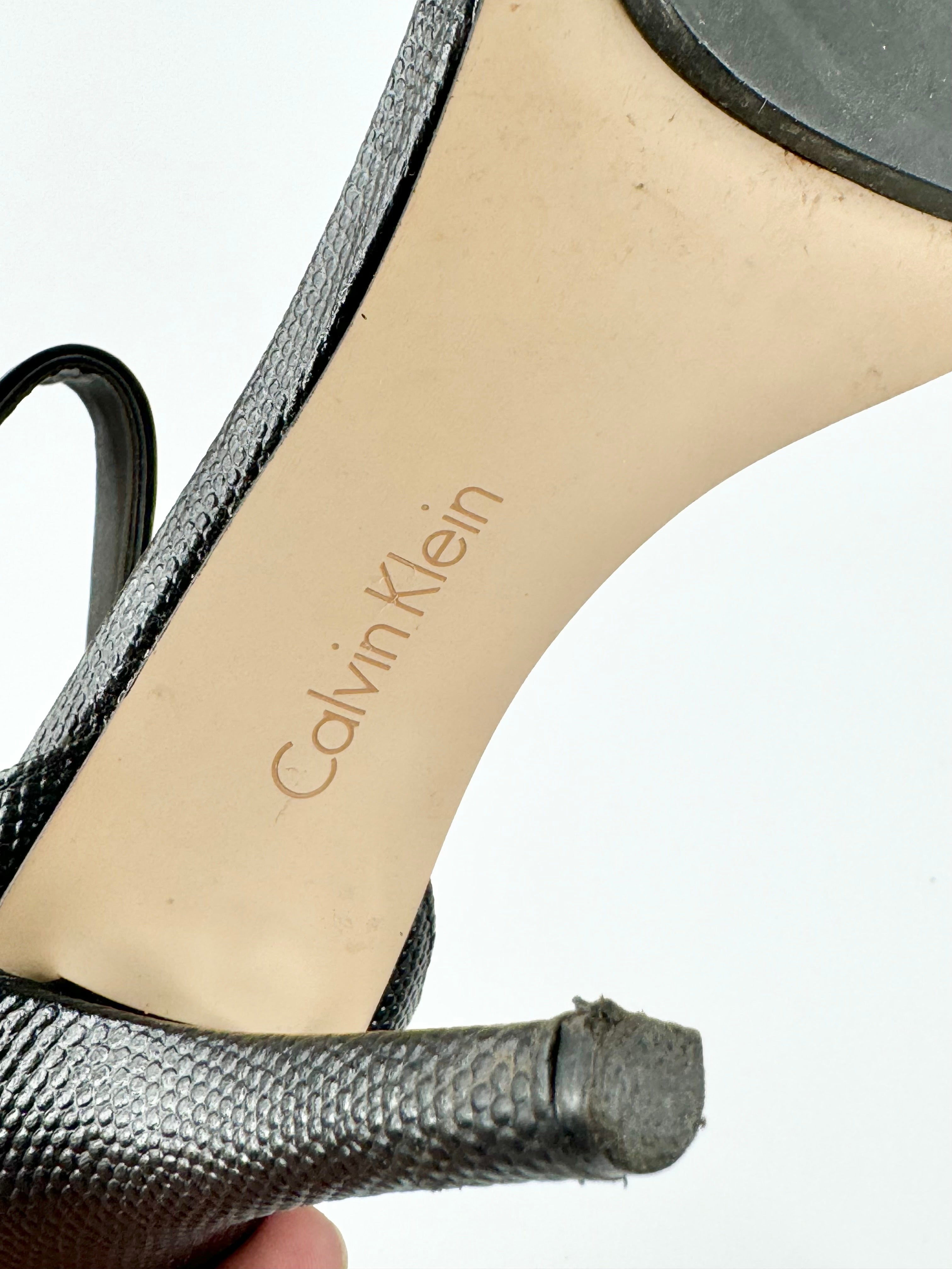 Calvin Klein Black Lizard Texture 'Sable' Stilettos - EU38