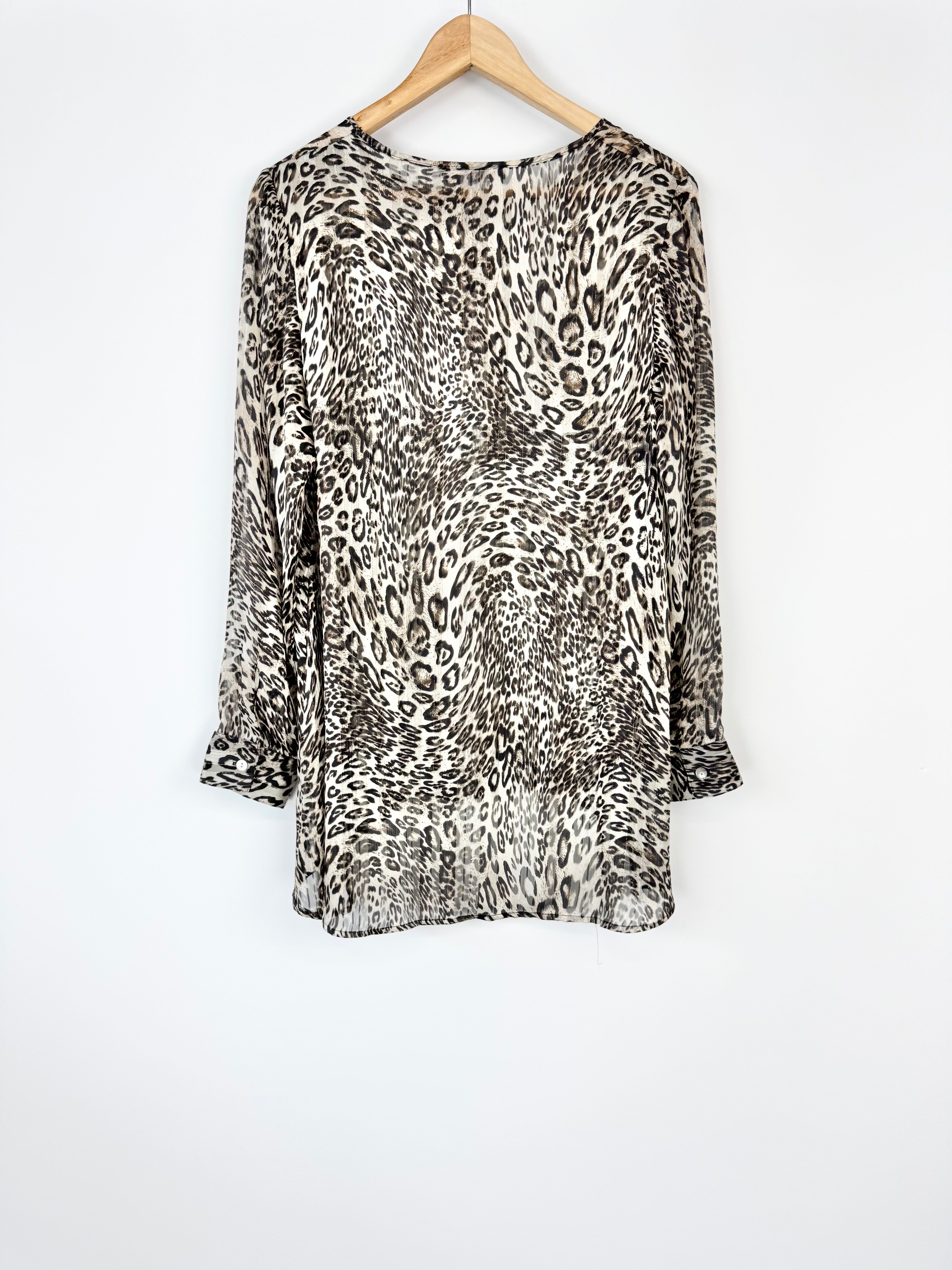 Feathers Black & Gold Leopard Print 'Gia' Blouse NWT - AU10/12
