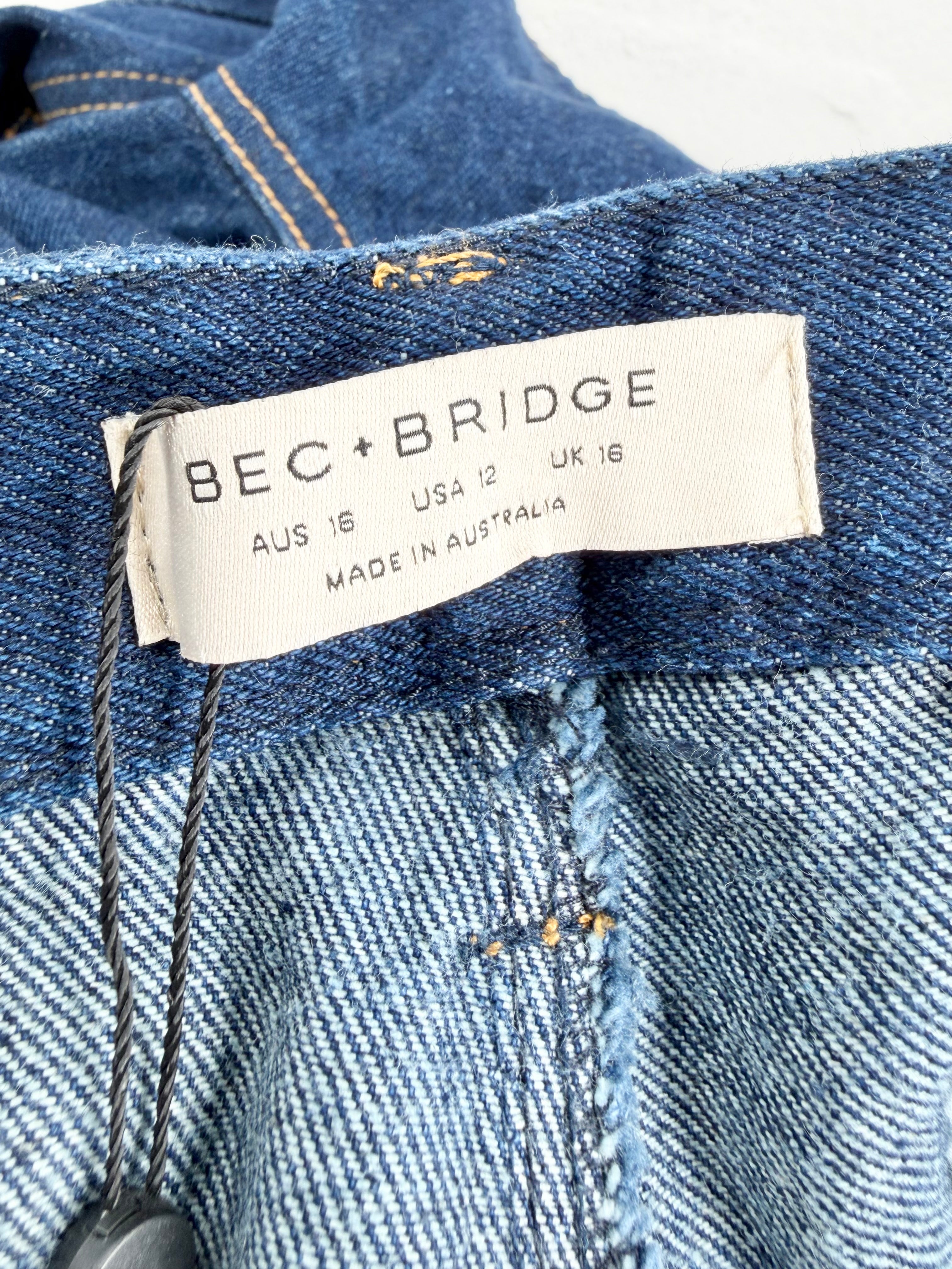 Bec + Bridge Blue 'Rio Pocket' Denim Patch Pocket Jeans NWT - AU16