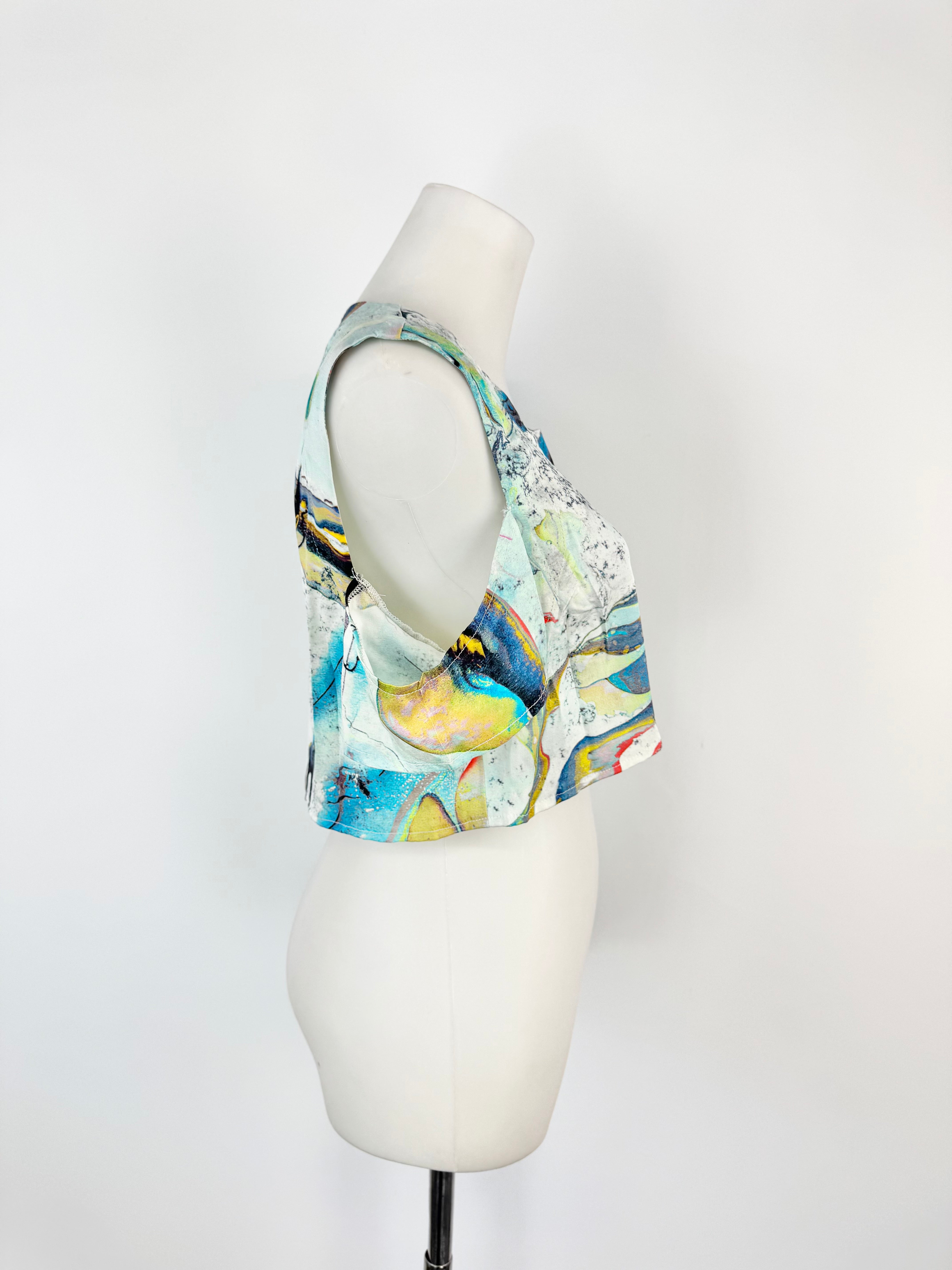 Lisa Ho Blue Marbled Crop Top - AU10