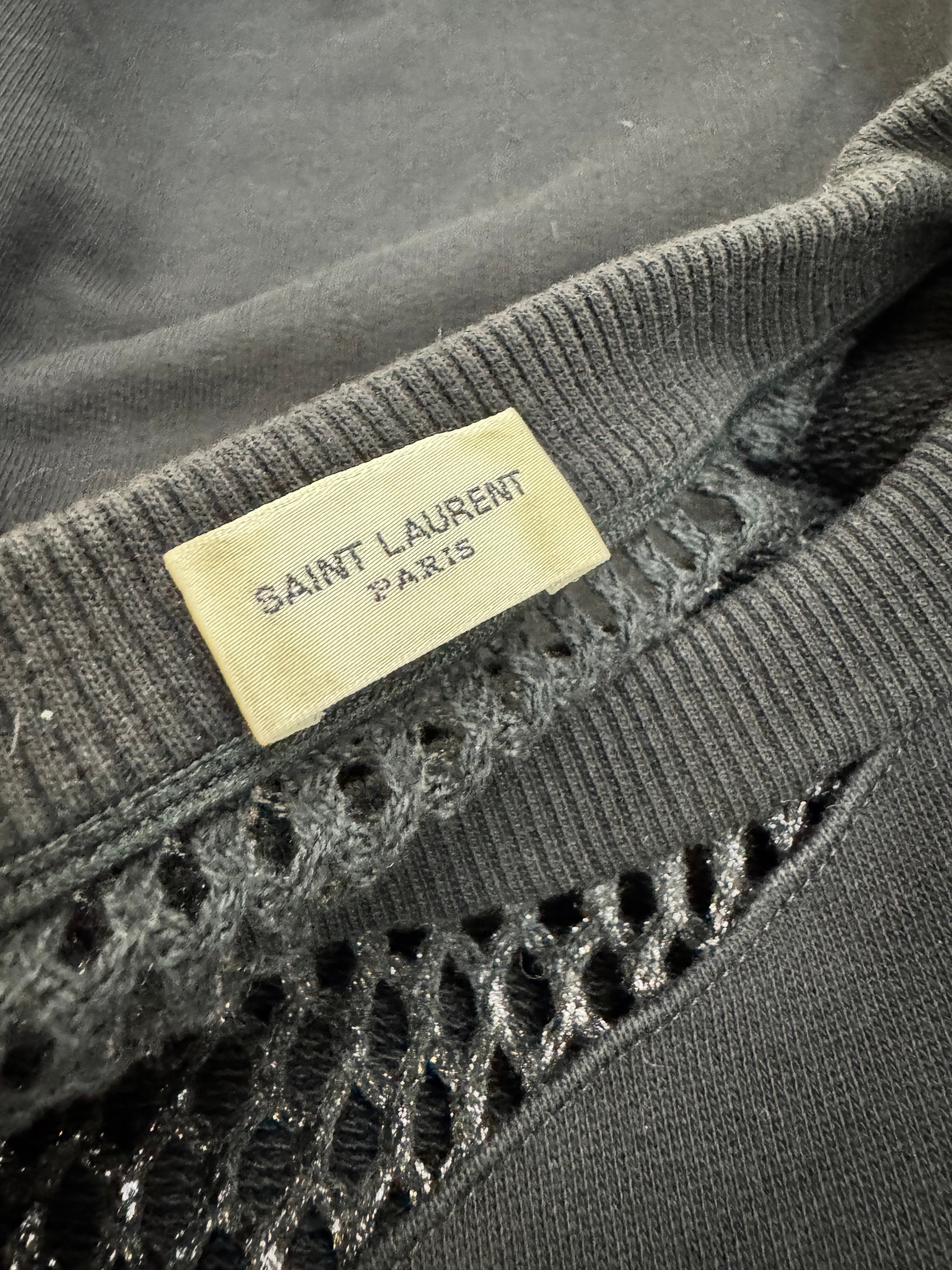 Saint Laurent Black Minimalist Crew Neck Long Sleeve Sweatshirt - AU8/10