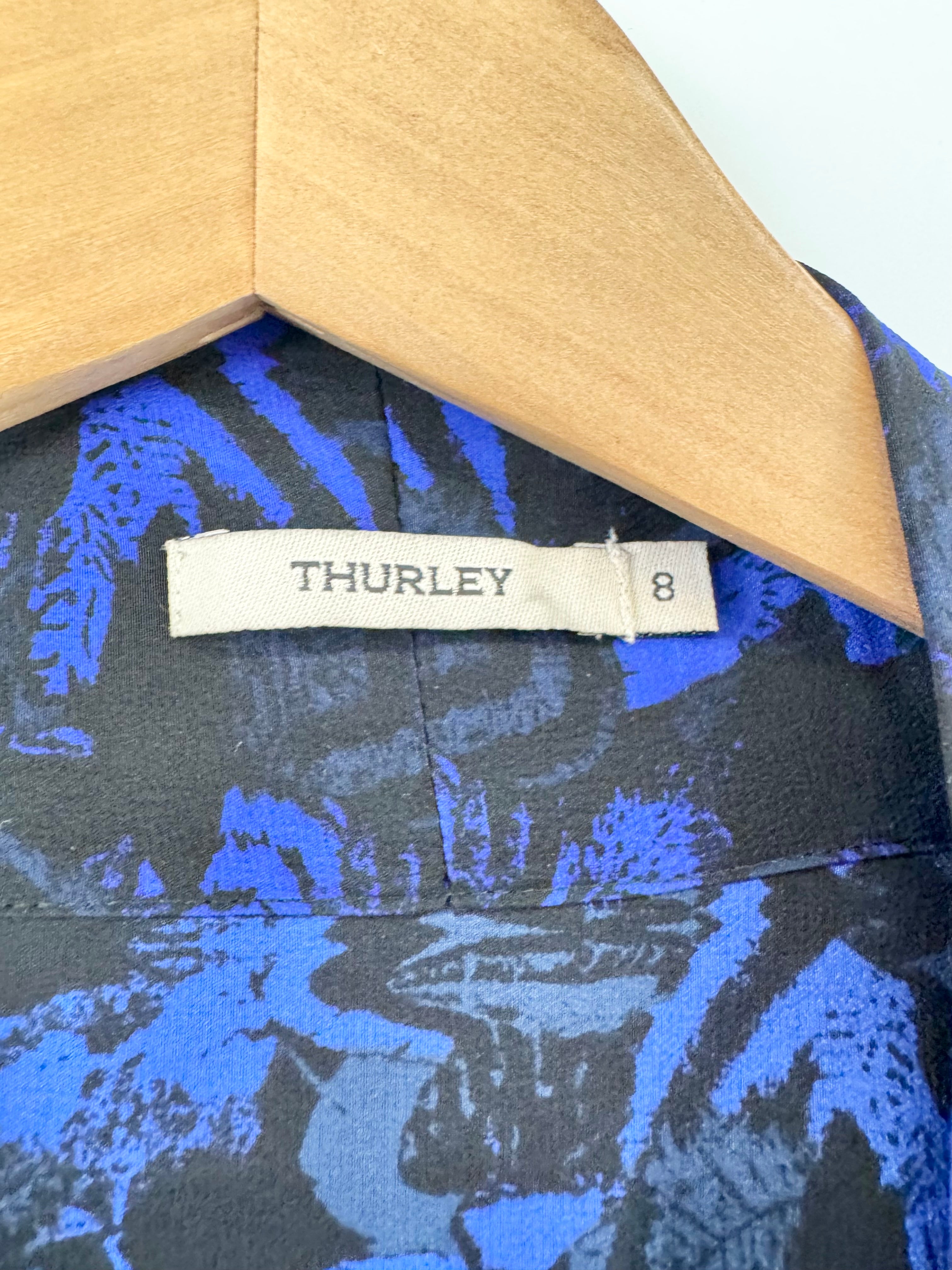 Thurley Electric Blue & Black Patterned Silk Jumpsuit - AU8