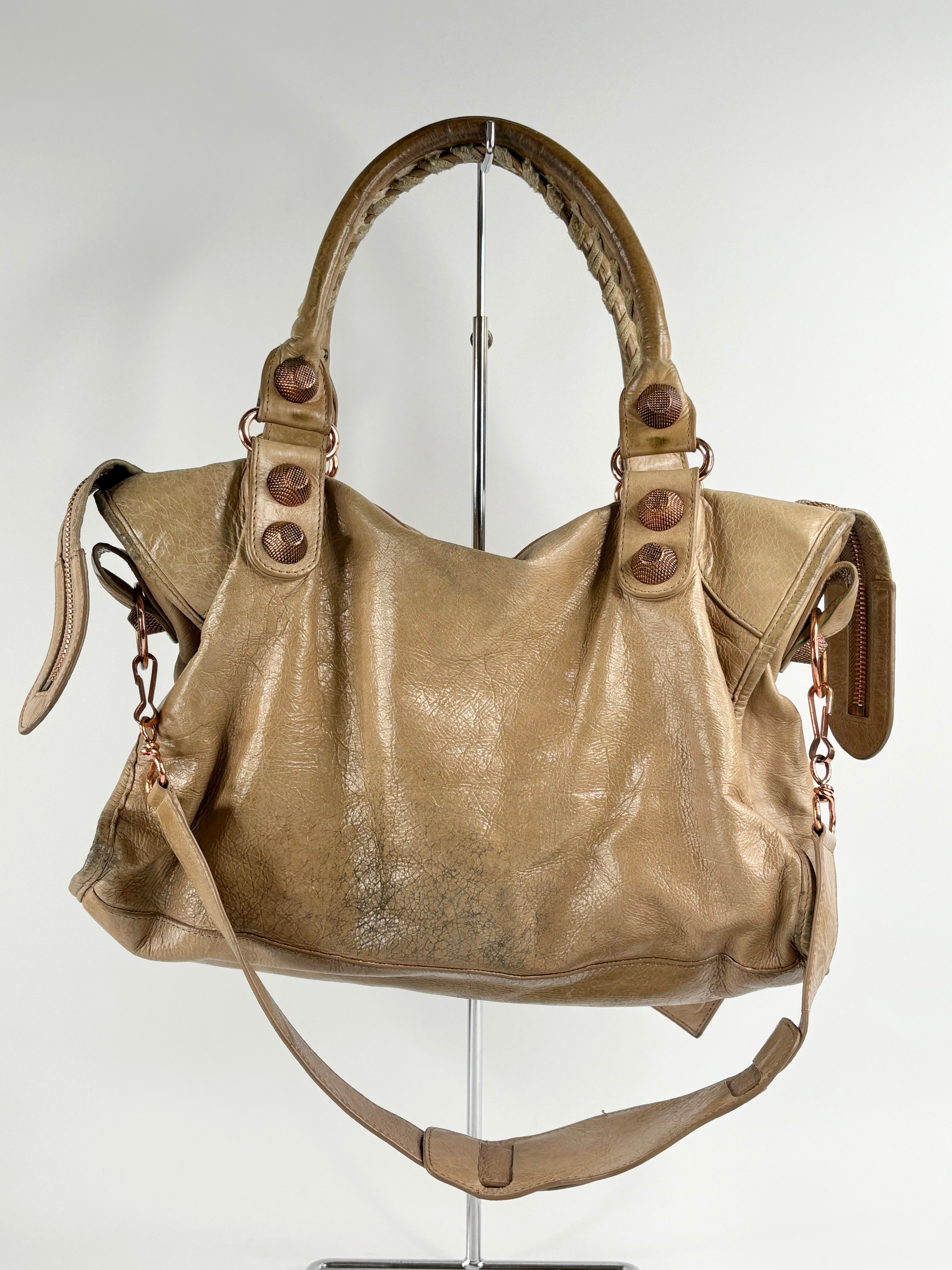 Balenciaga Beige Leather 'Giant 21' Handbag