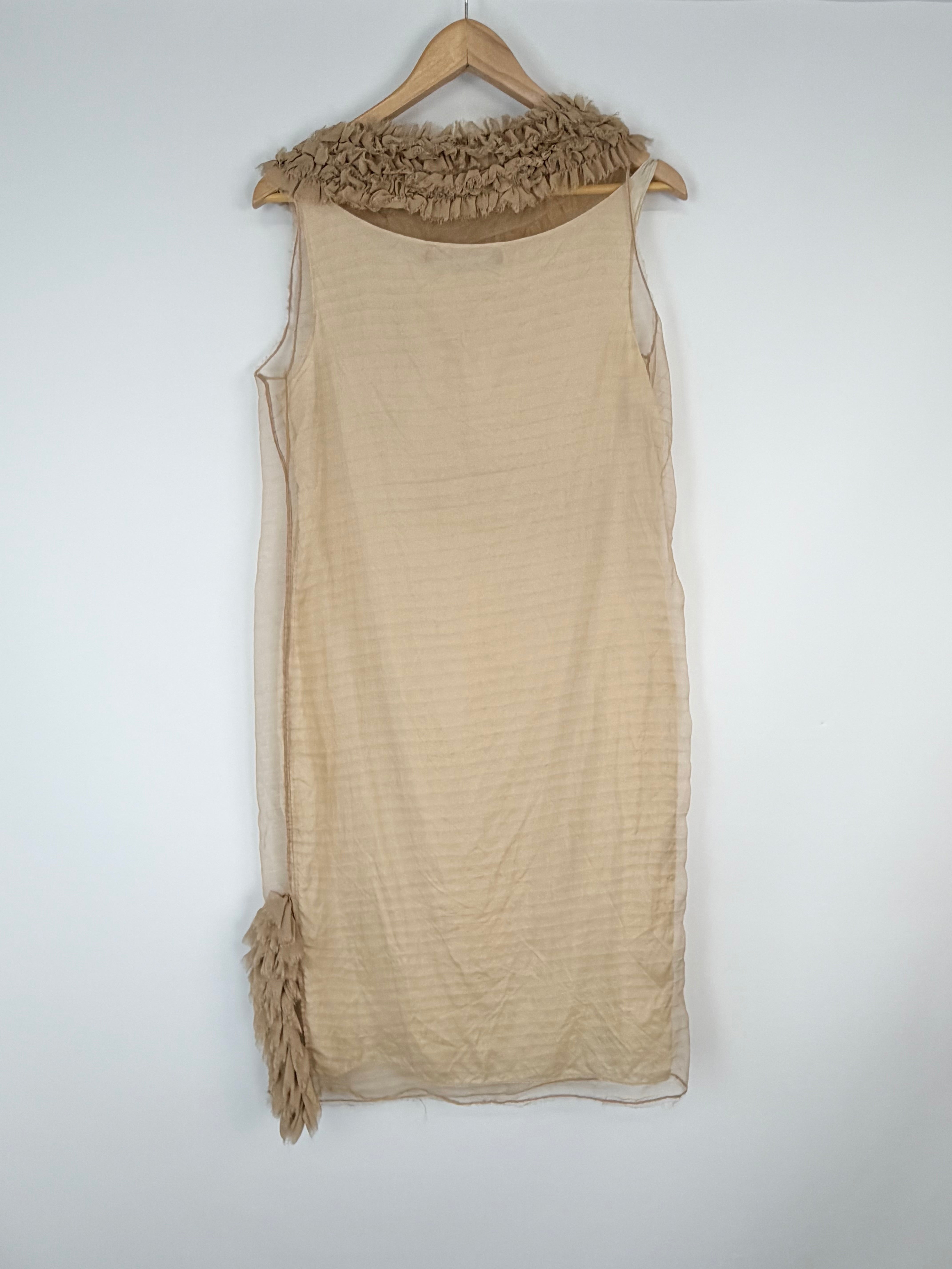 Nicola Finetti Beige Silk Dress & Slip - AU10/12