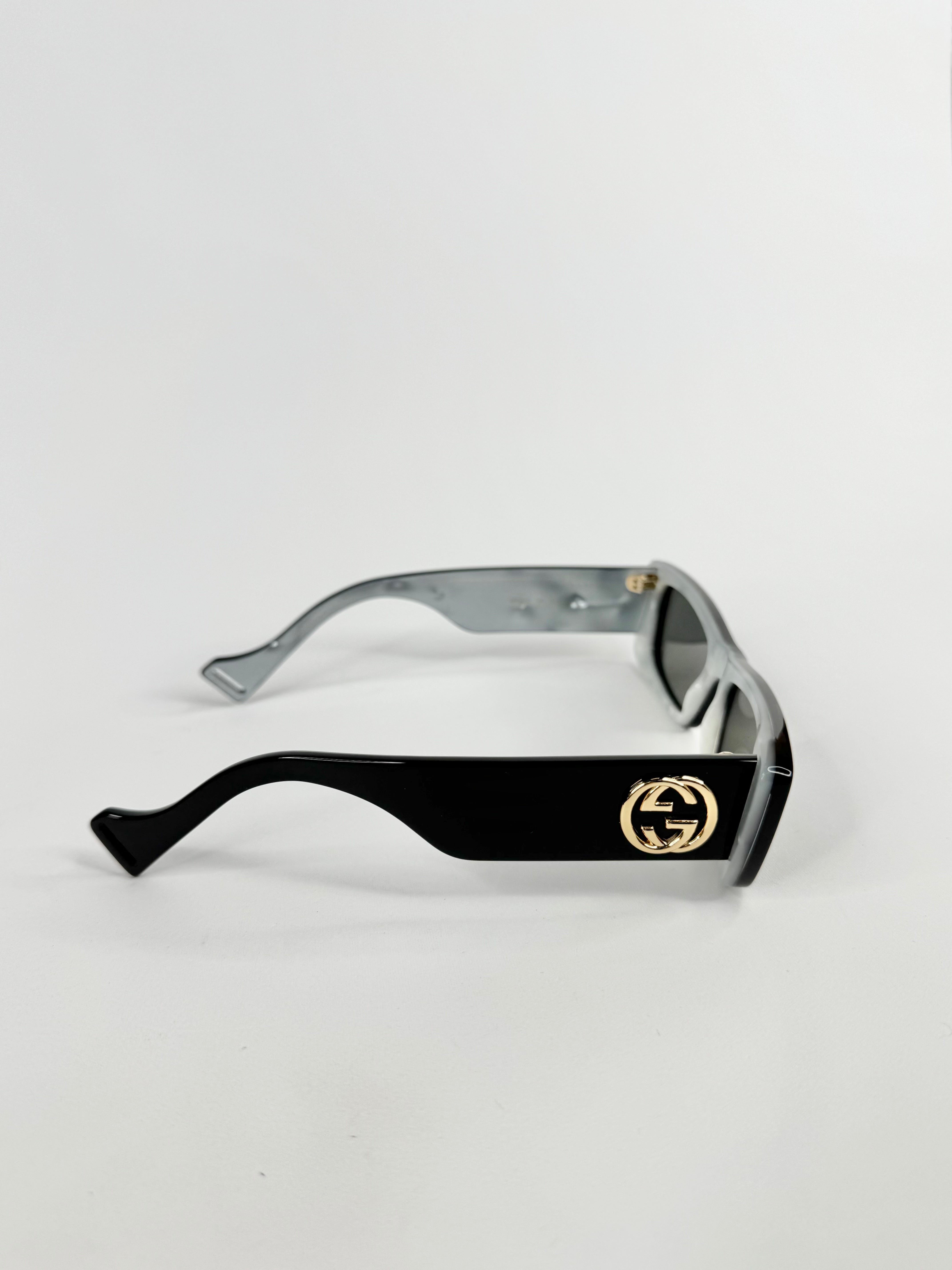 Gucci Black & Blue Rectangular GG Sunglasses