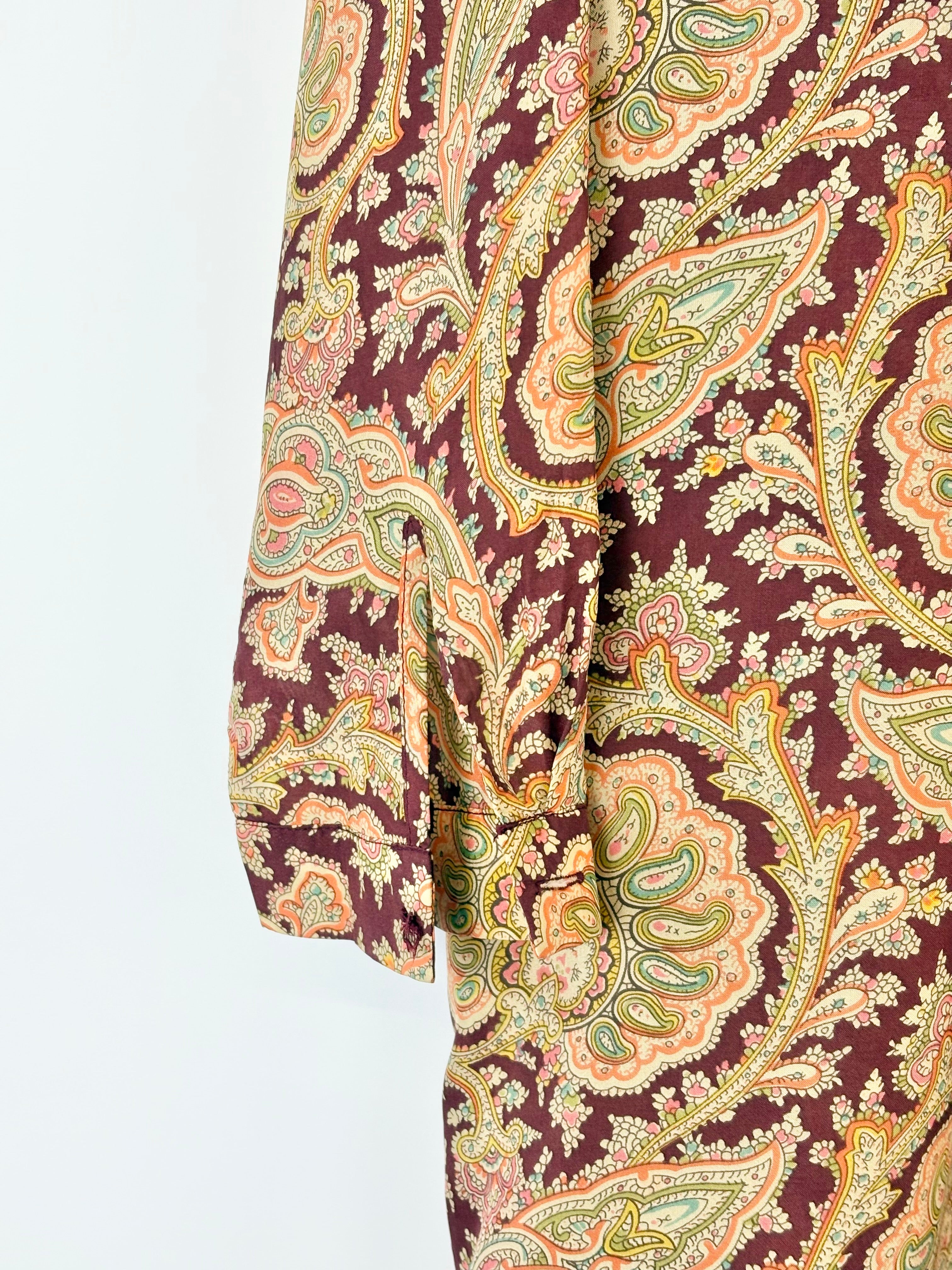 Zimmermann Maroon Silk Paisley Tunic Dress - AU10