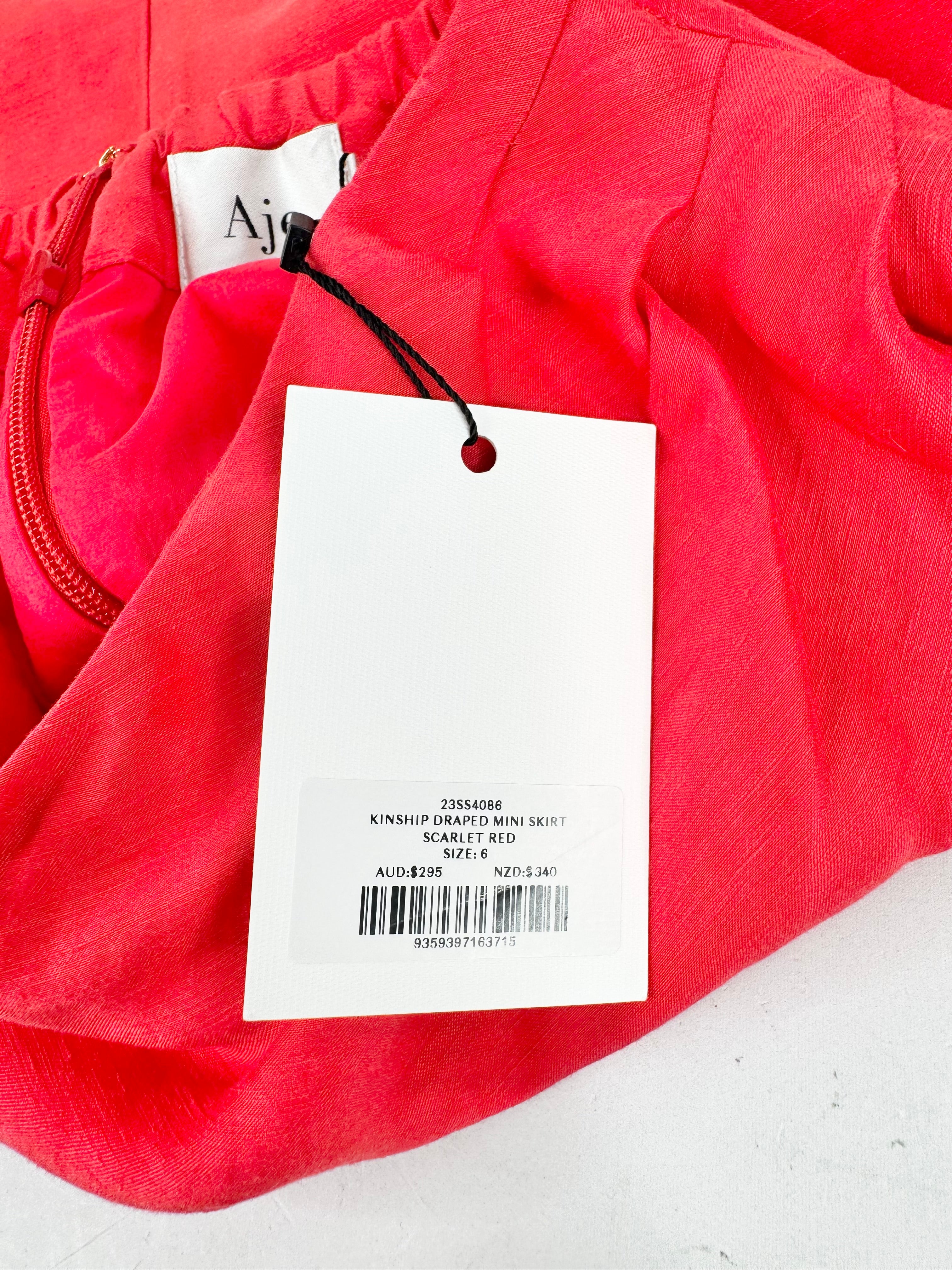 Aje 'Kinship' Bright Red Draped Mini Skirt NWT - AU6