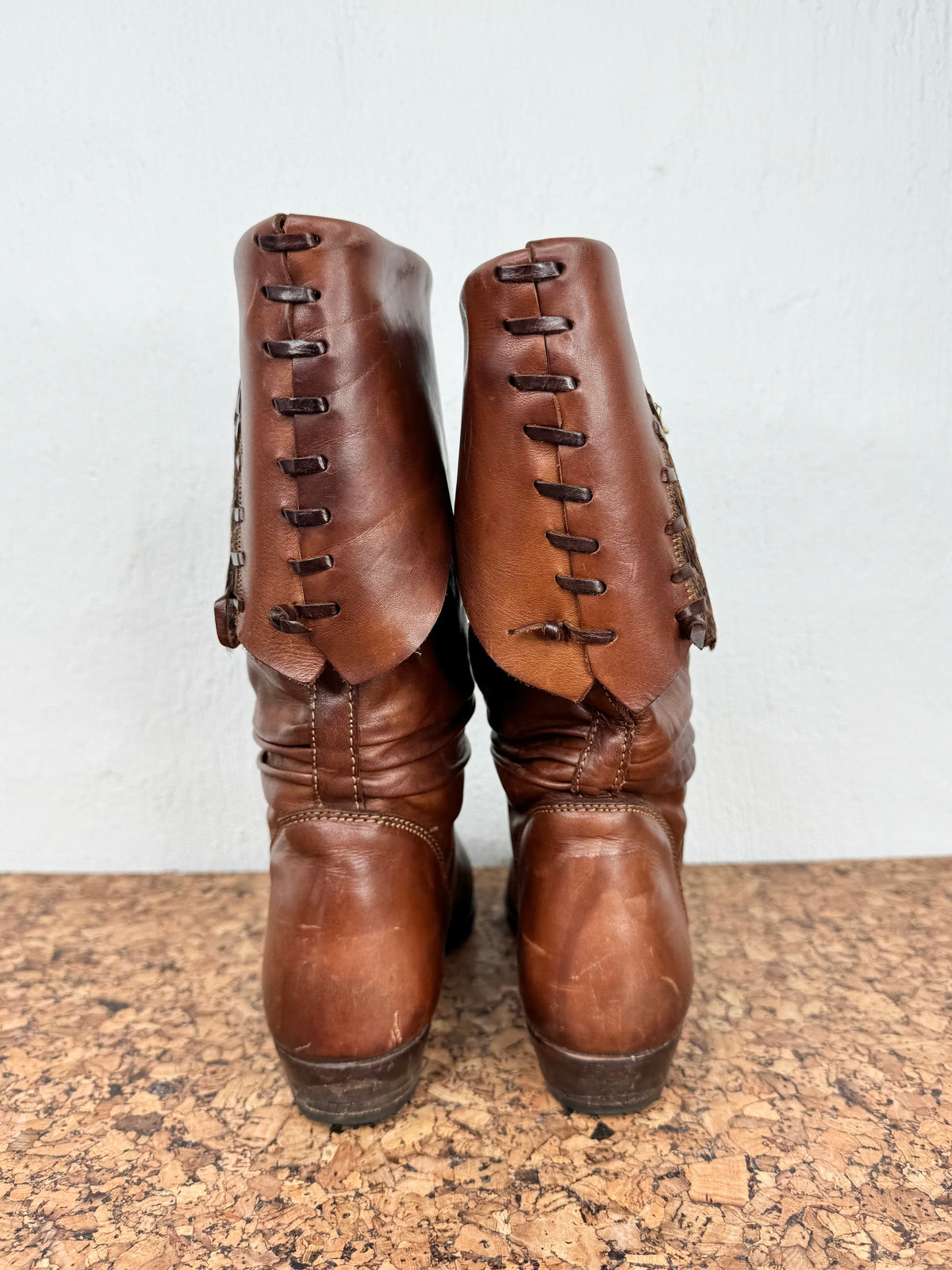 Vintage Buttero Mahogany Leather & Fur Boots - EU36
