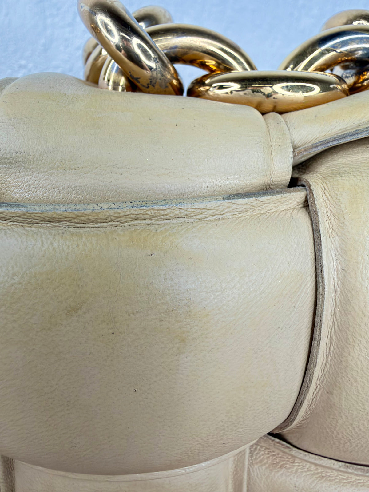 Bottega Veneta Chain Cassette Bag in Porridge & Gold