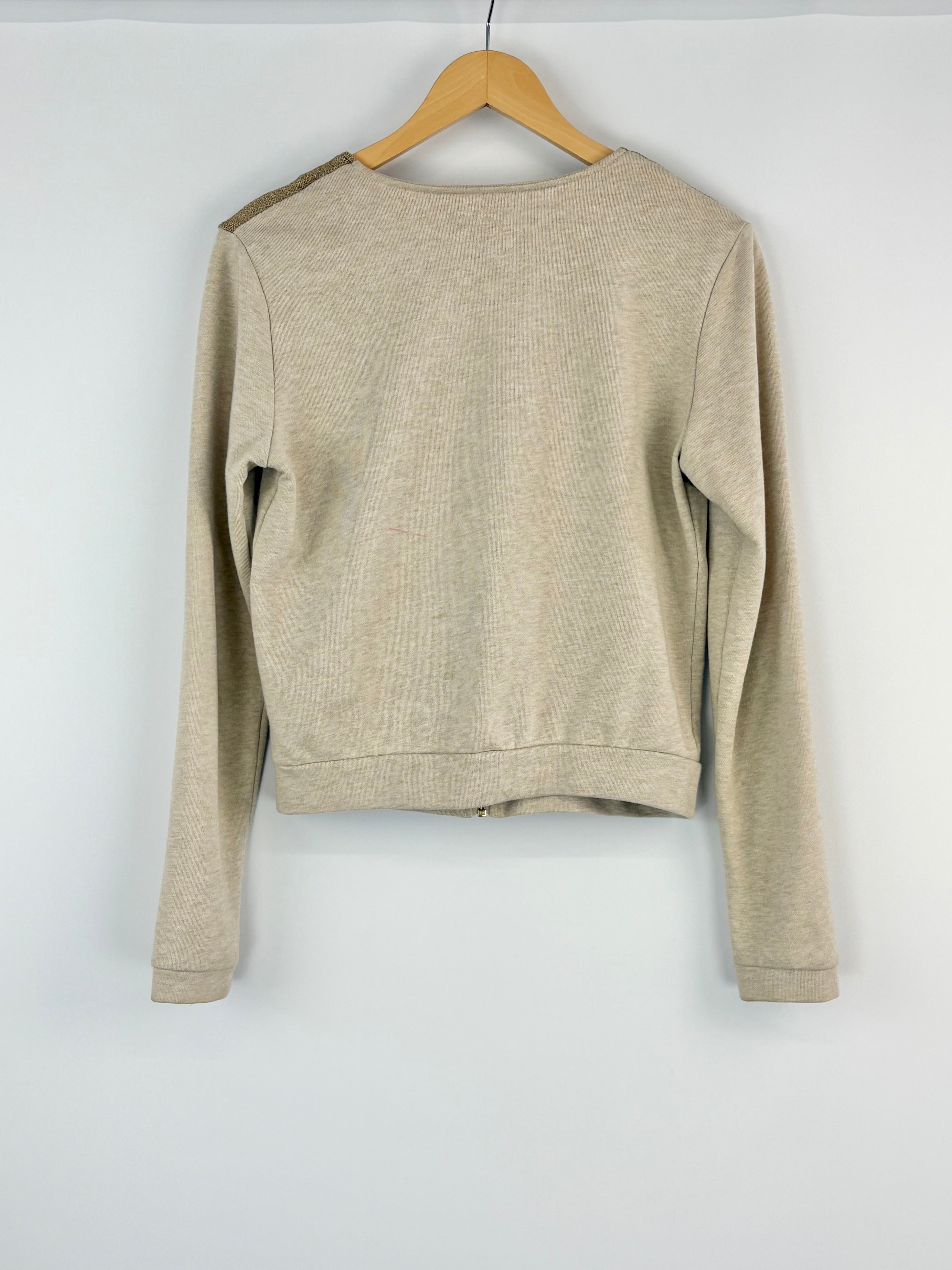 Marie + Sixtine Beige & Gold Embellished Cropped Jacket - AU10/12